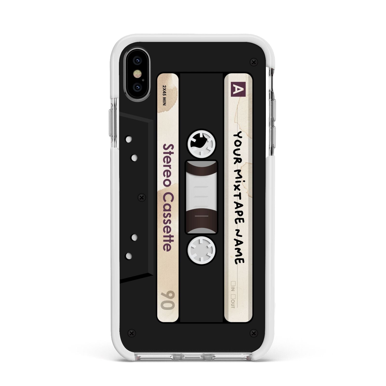 Personalised Classic Mixtape Apple iPhone Xs Max Impact Case White Edge on Silver Phone