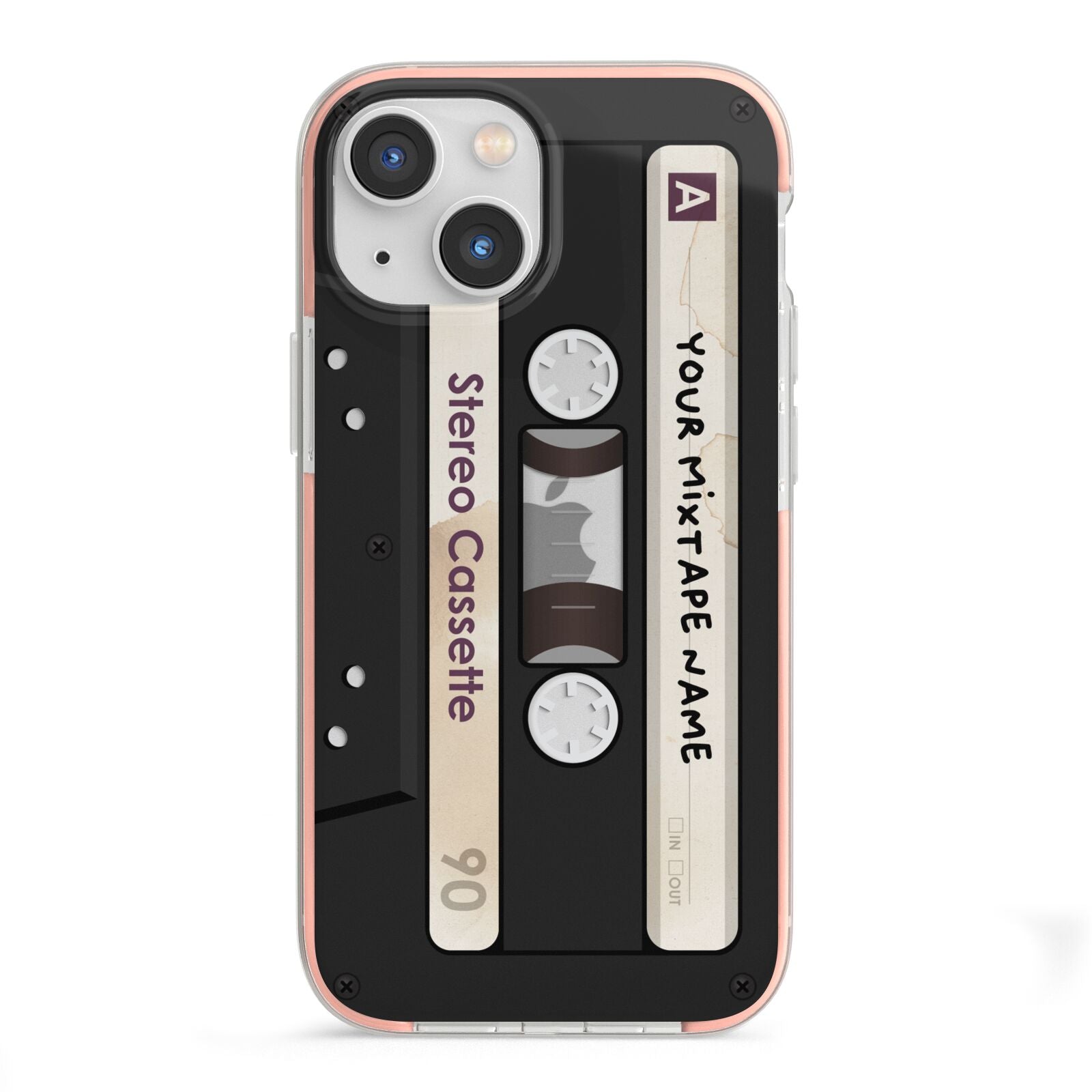 Personalised Classic Mixtape iPhone 13 Mini TPU Impact Case with Pink Edges