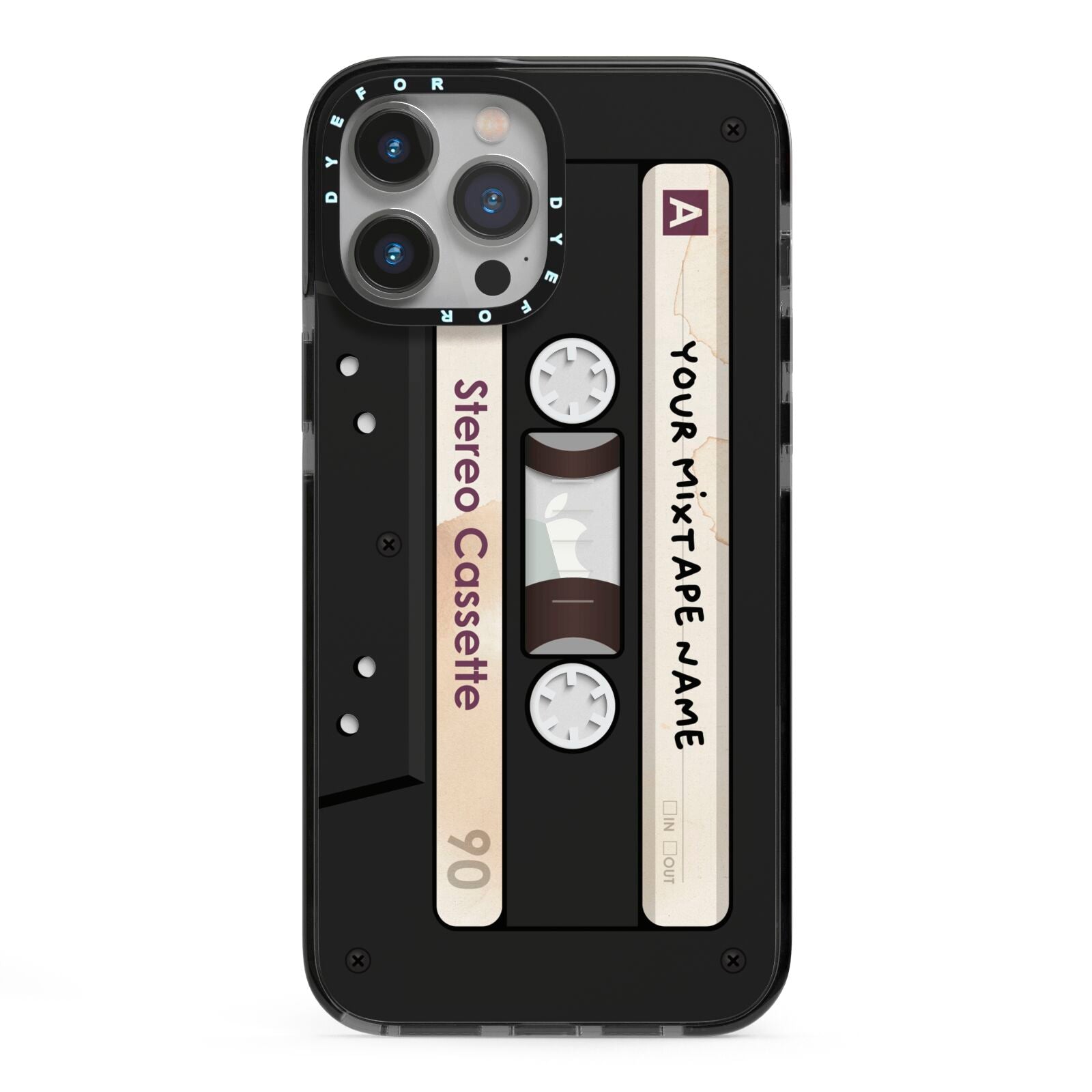 Personalised Classic Mixtape iPhone 13 Pro Max Black Impact Case on Silver phone