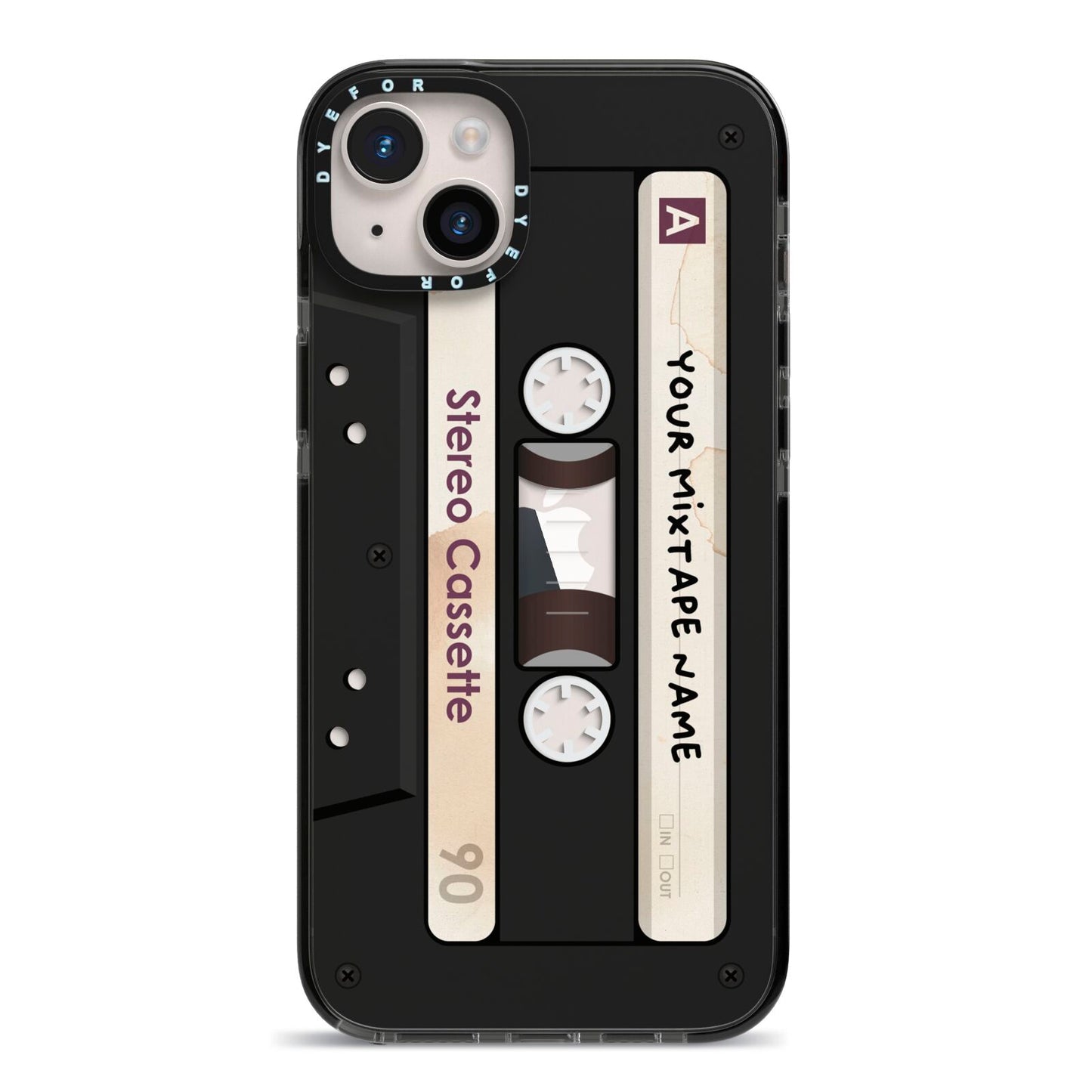 Personalised Classic Mixtape iPhone 14 Plus Black Impact Case on Silver phone