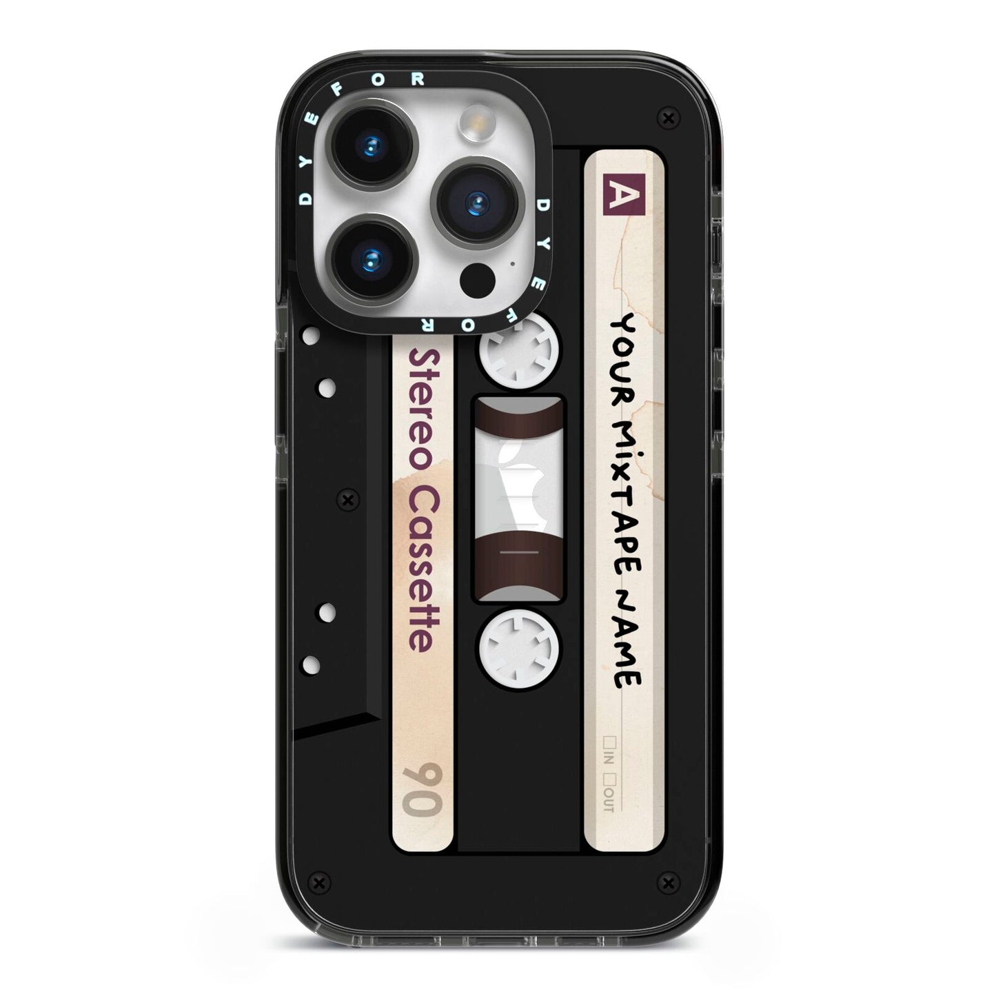 Personalised Classic Mixtape iPhone 14 Pro Black Impact Case on Silver phone