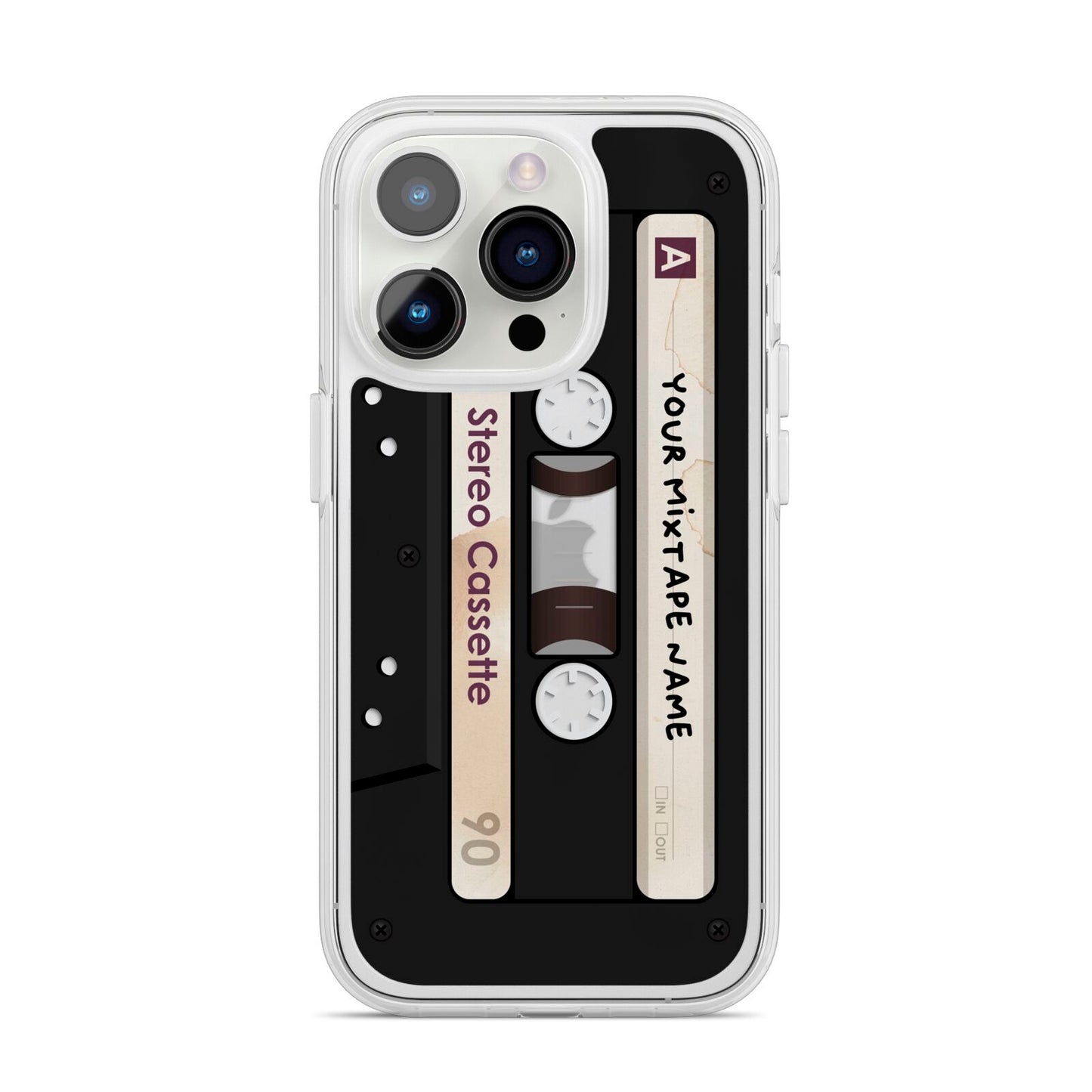 Personalised Classic Mixtape iPhone 14 Pro Clear Tough Case Silver