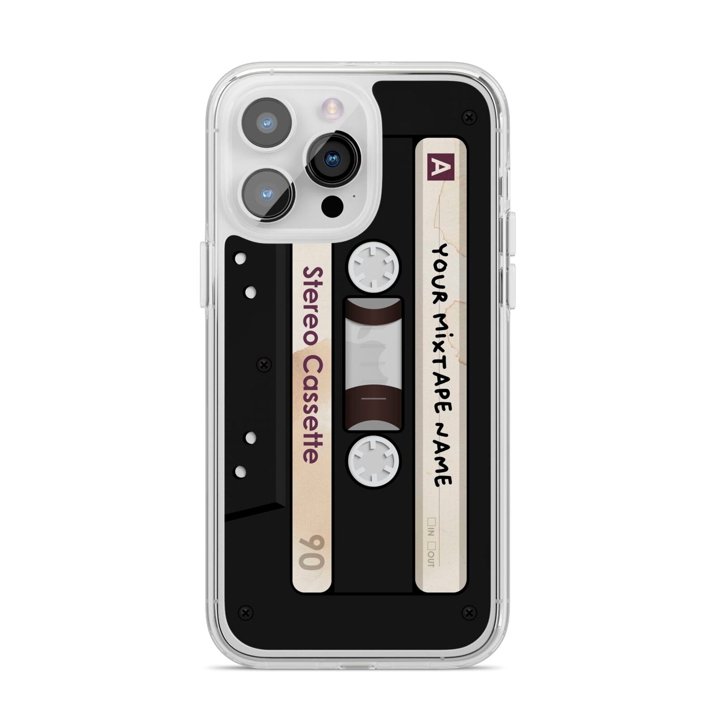 Personalised Classic Mixtape iPhone 14 Pro Max Clear Tough Case Silver