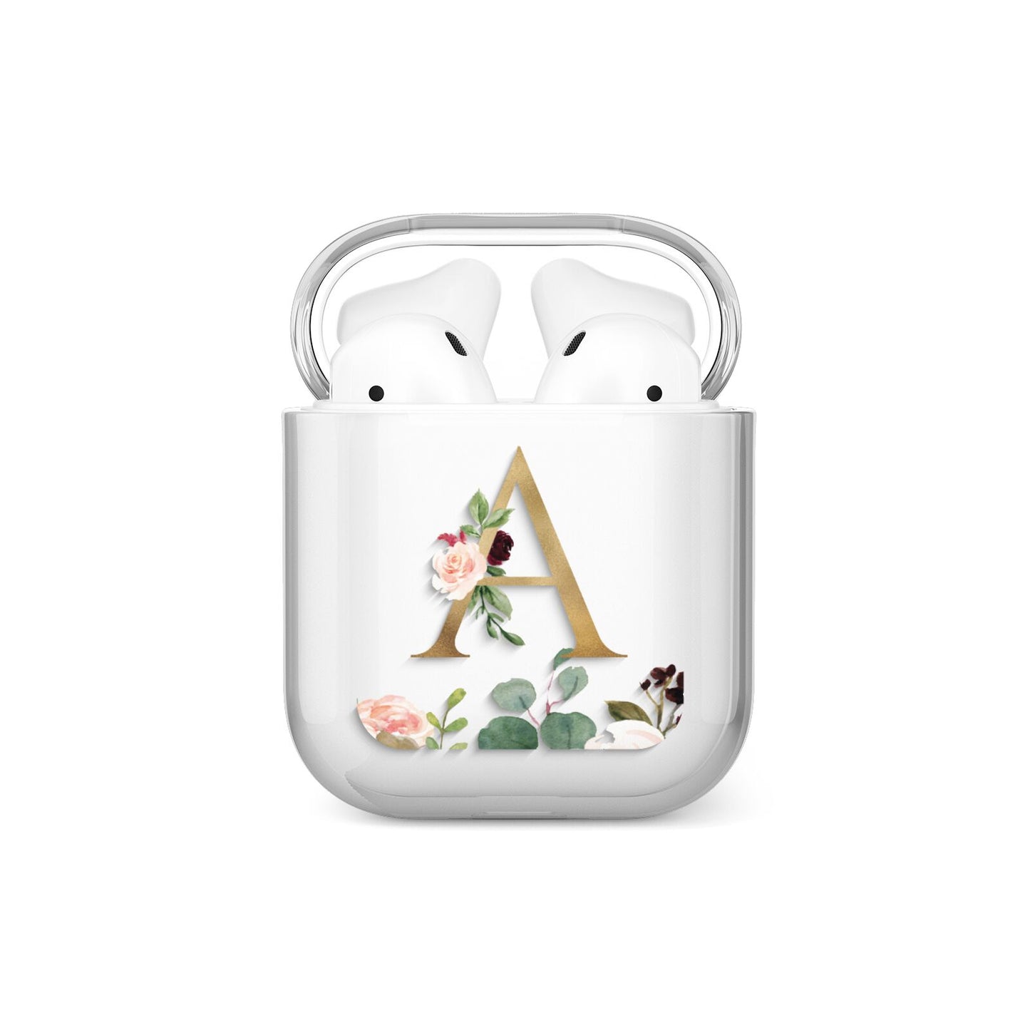 Personalised Clear Monogram Floral AirPods Case