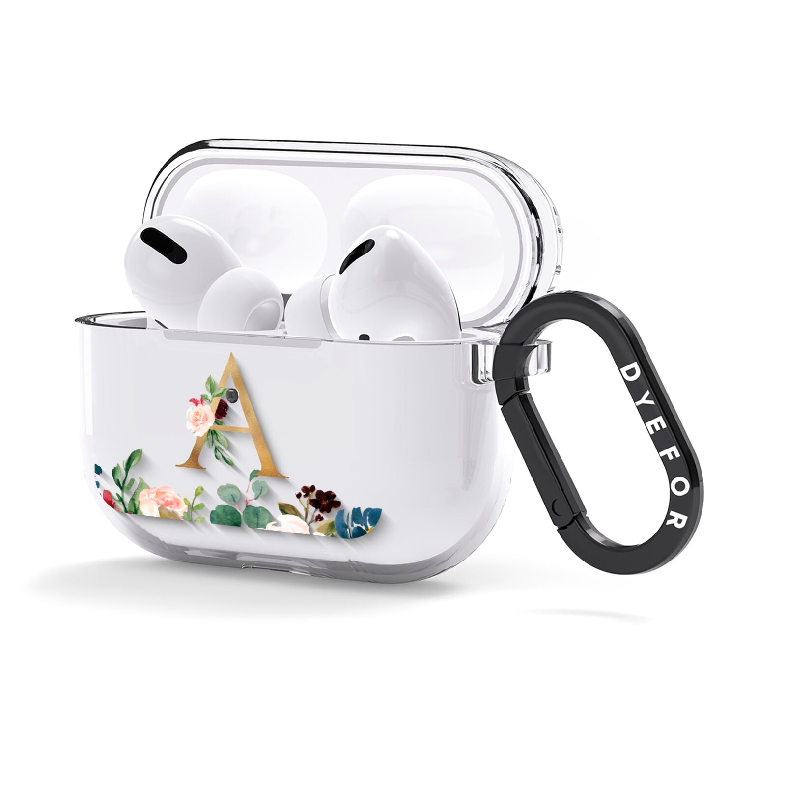 Personalised Clear Monogram Floral AirPods Clear Case 3rd Gen Side Image