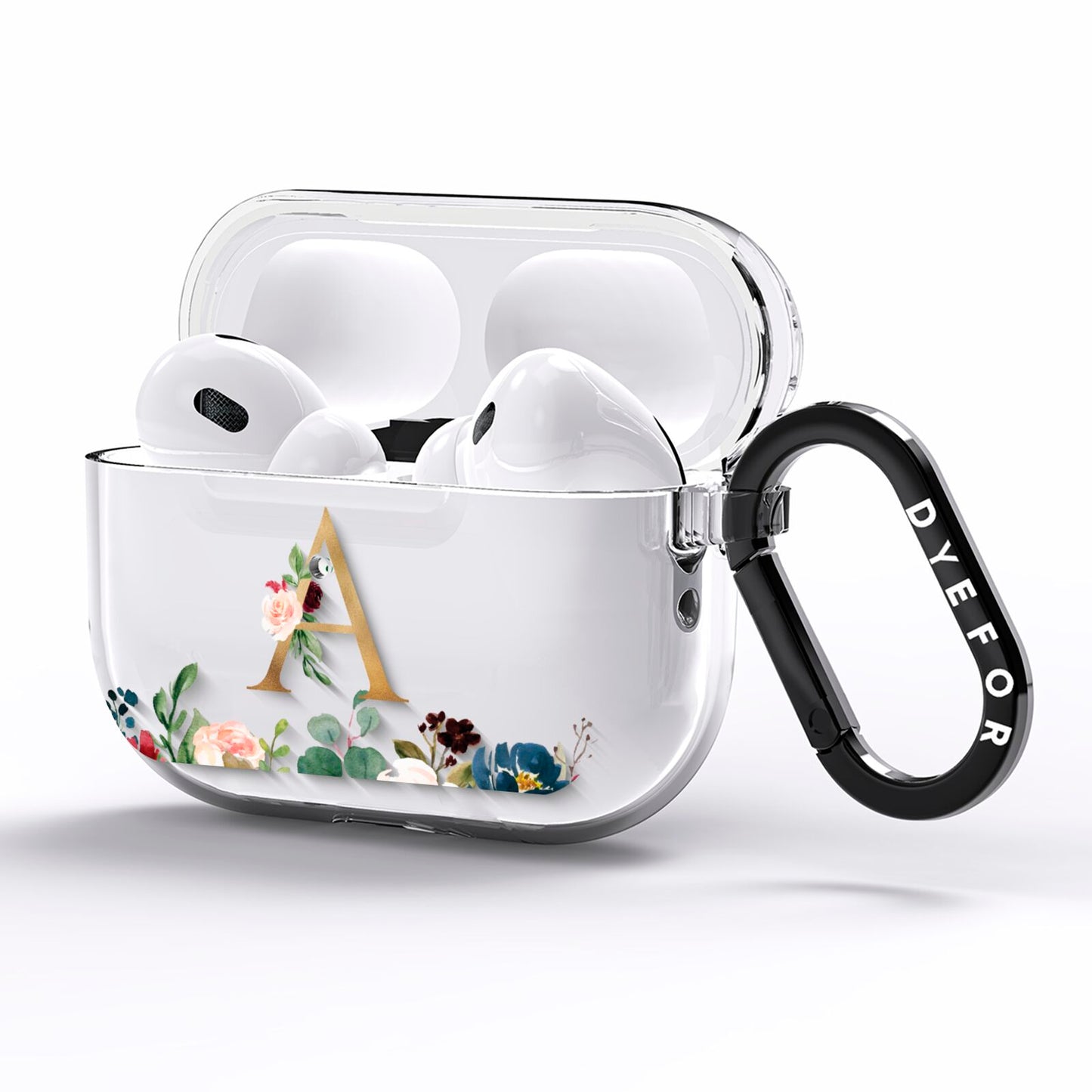 Personalised Clear Monogram Floral AirPods Pro Clear Case Side Image