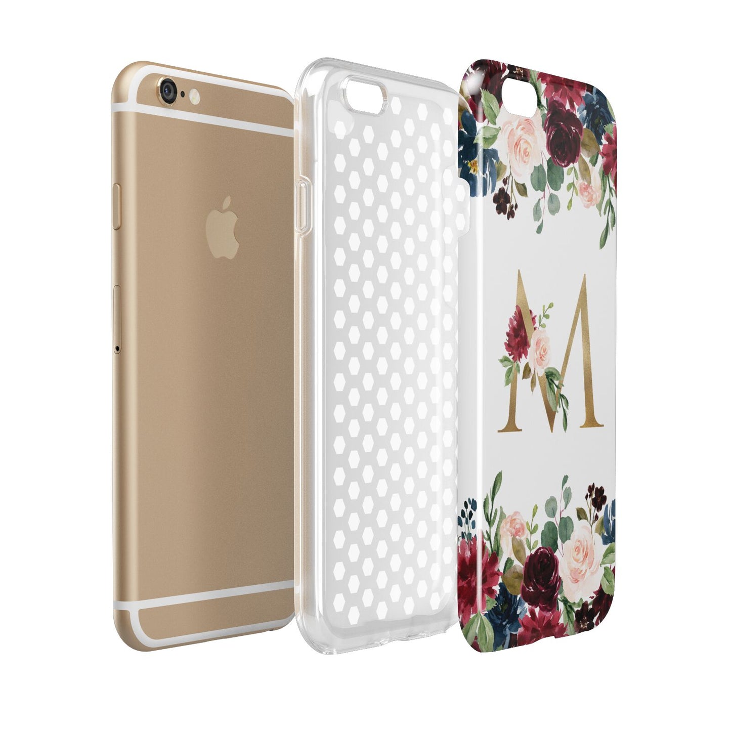 Personalised Clear Monogram Floral Apple iPhone 6 3D Tough Case Expanded view