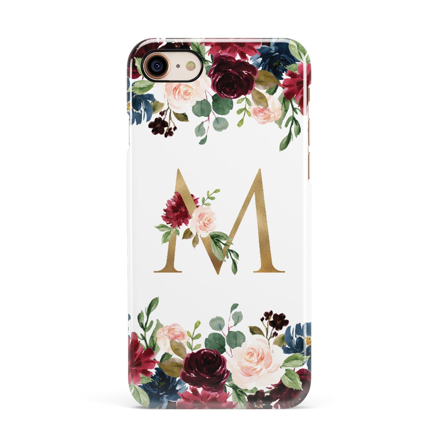 Personalised Clear Monogram Floral Apple iPhone 7 8 3D Snap Case