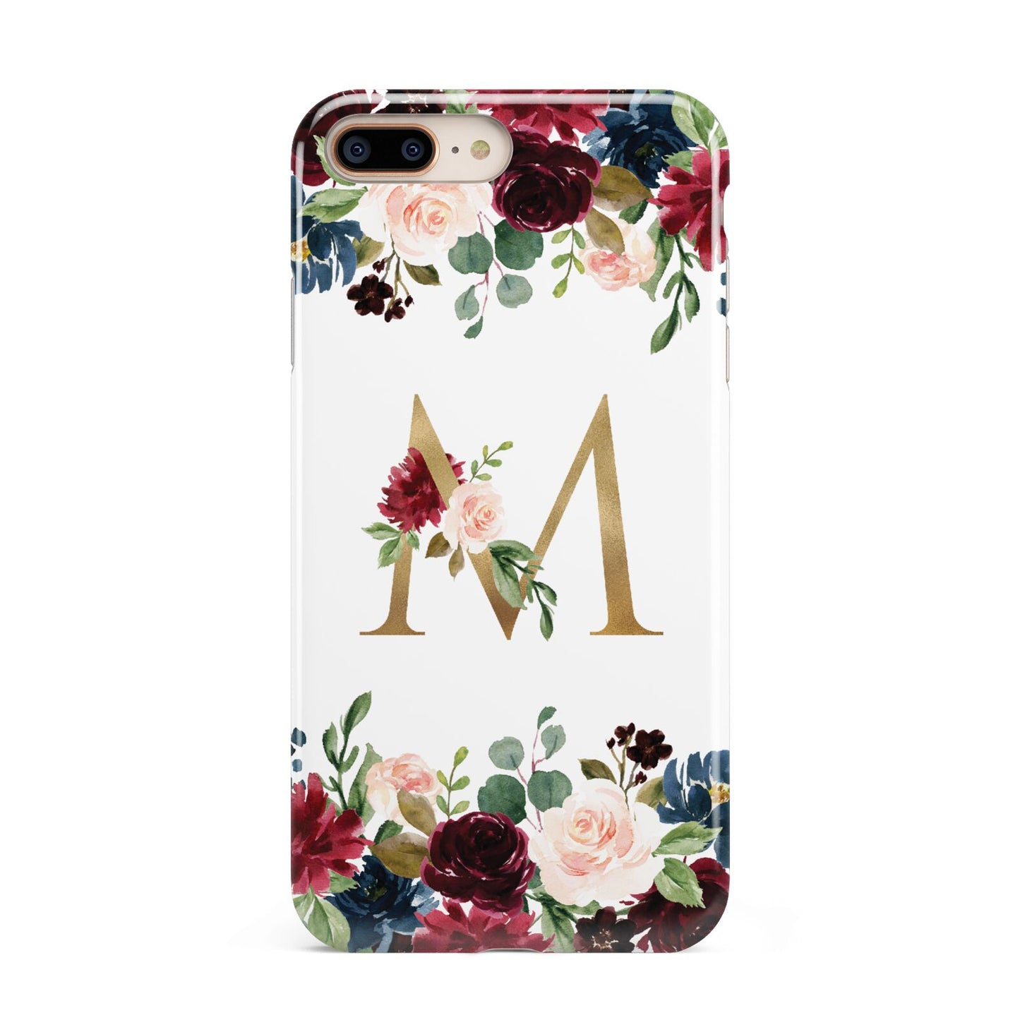 Personalised Clear Monogram Floral Apple iPhone 7 8 Plus 3D Tough Case
