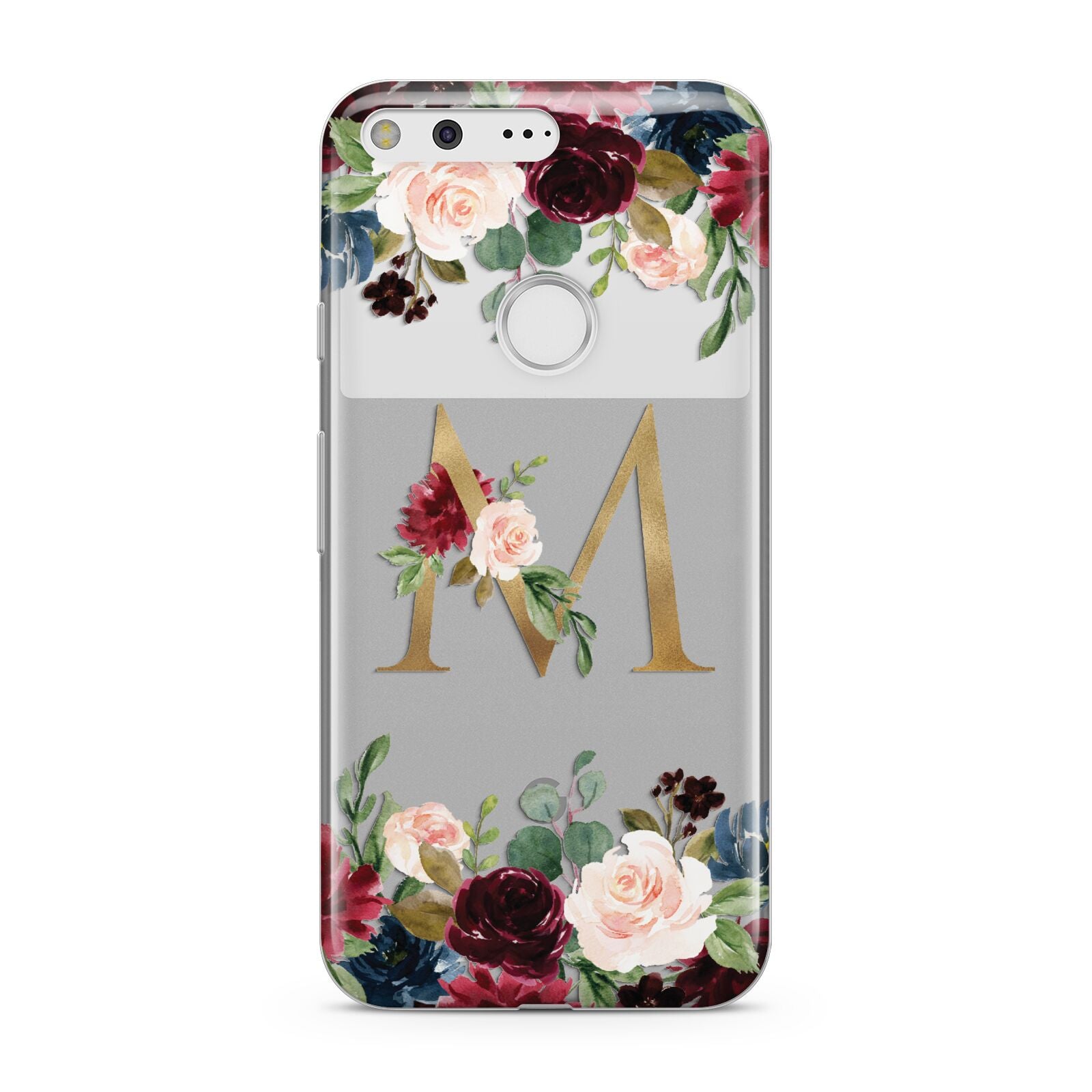 Personalised Clear Monogram Floral Google Pixel Case