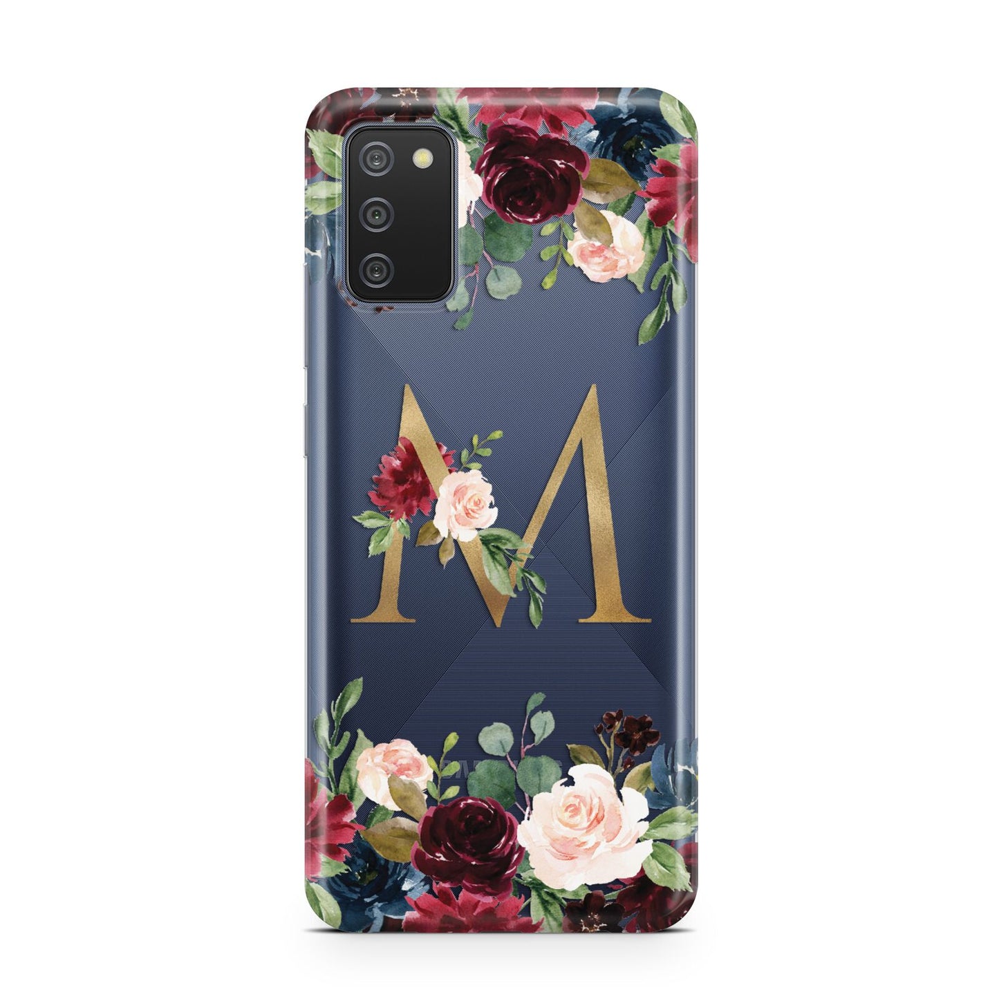 Personalised Clear Monogram Floral Samsung A02s Case