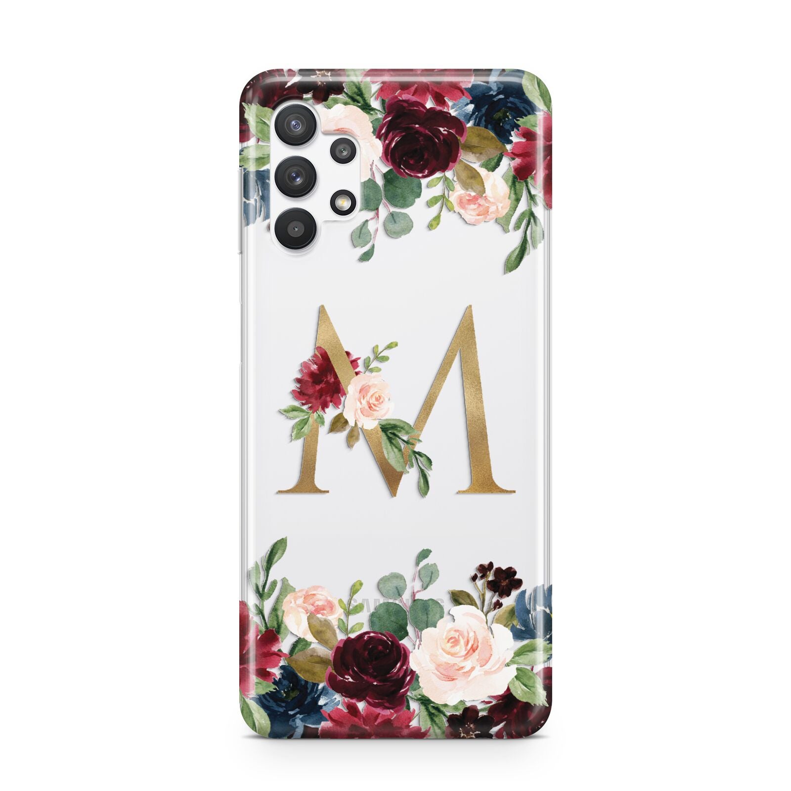 Personalised Clear Monogram Floral Samsung A32 5G Case