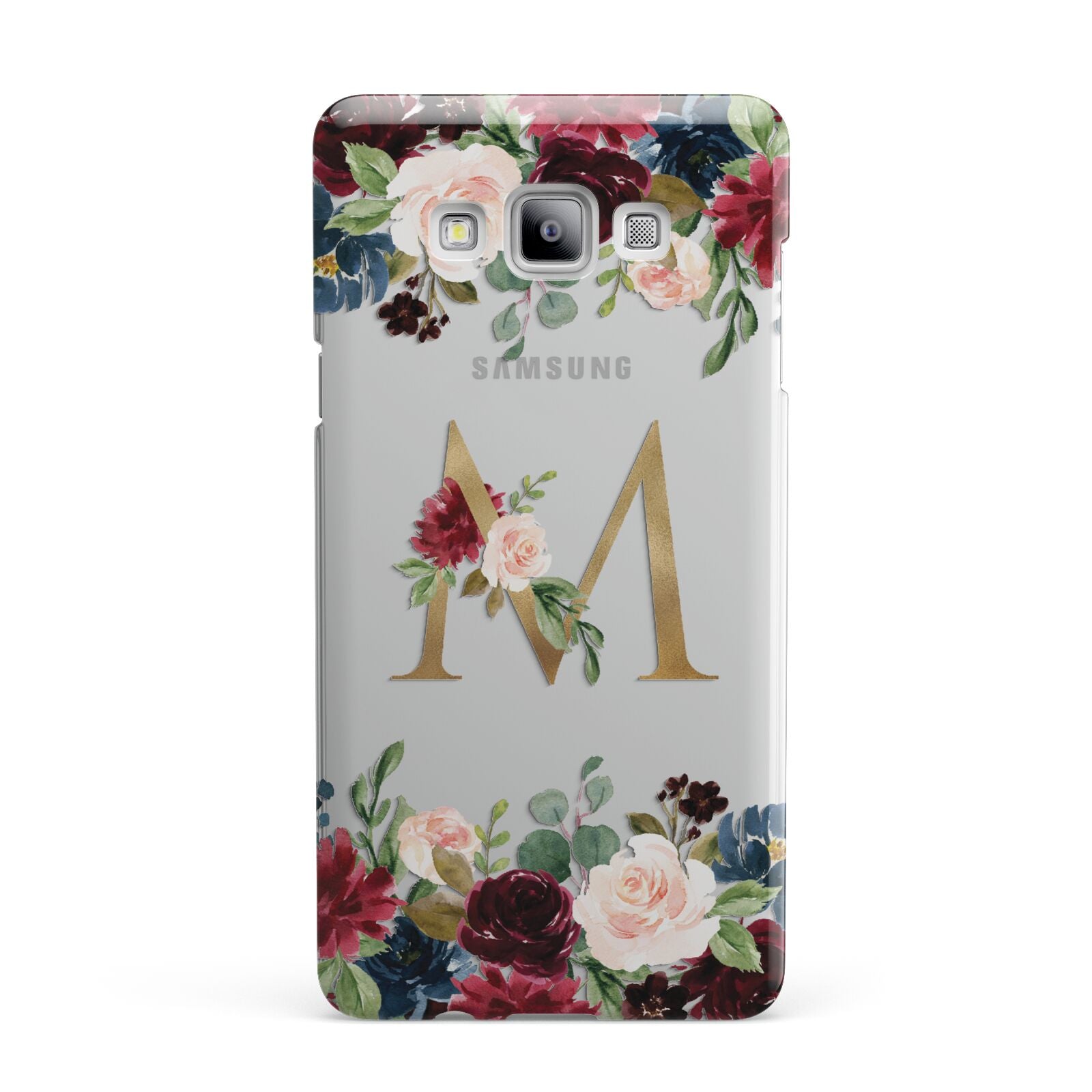 Personalised Clear Monogram Floral Samsung Galaxy A7 2015 Case