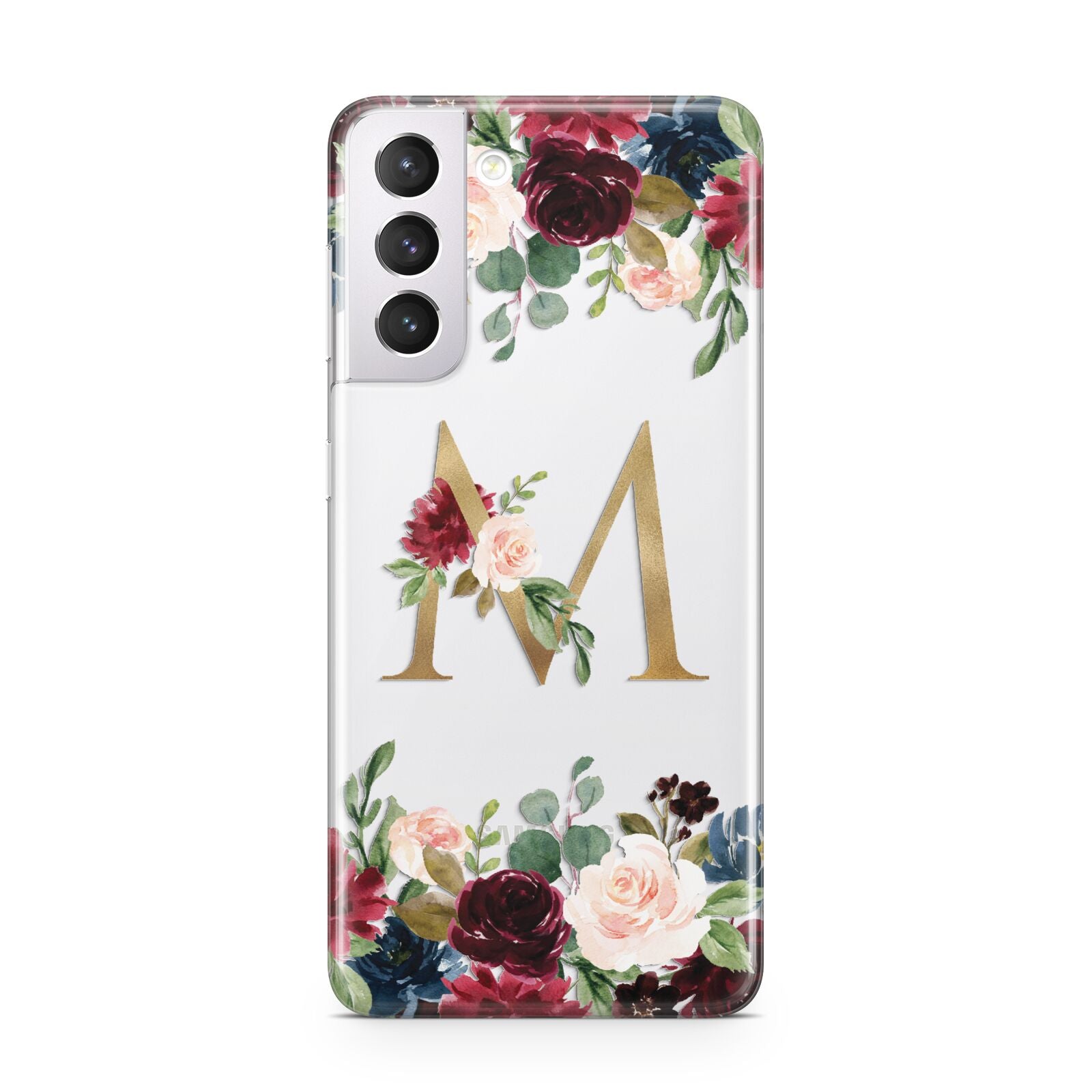 Personalised Clear Monogram Floral Samsung S21 Case