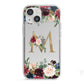 Personalised Clear Monogram Floral iPhone 13 Mini TPU Impact Case with White Edges