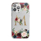 Personalised Clear Monogram Floral iPhone 13 Pro Max TPU Impact Case with White Edges