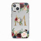 Personalised Clear Monogram Floral iPhone 13 TPU Impact Case with White Edges
