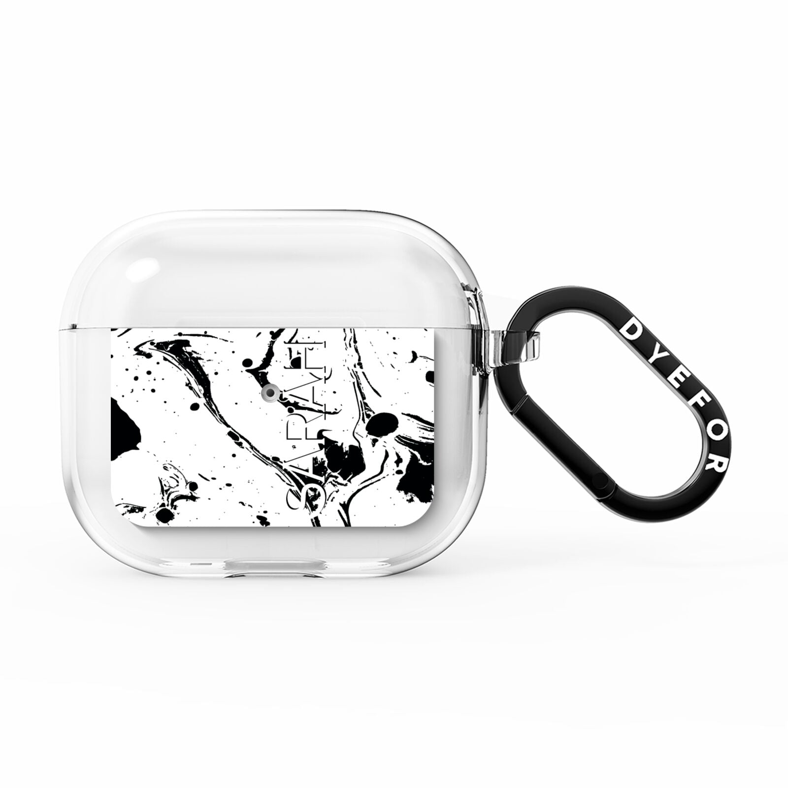 Personalised Clear Name Black Swirl Marble Custom AirPods Clear Case 3rd Gen