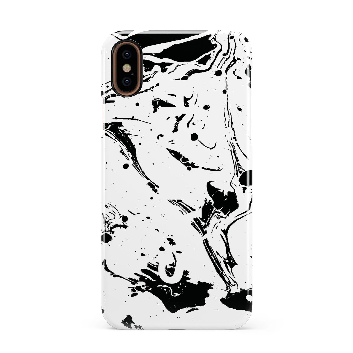 Personalised Clear Name Black Swirl Marble Custom Apple iPhone XS 3D Snap Case