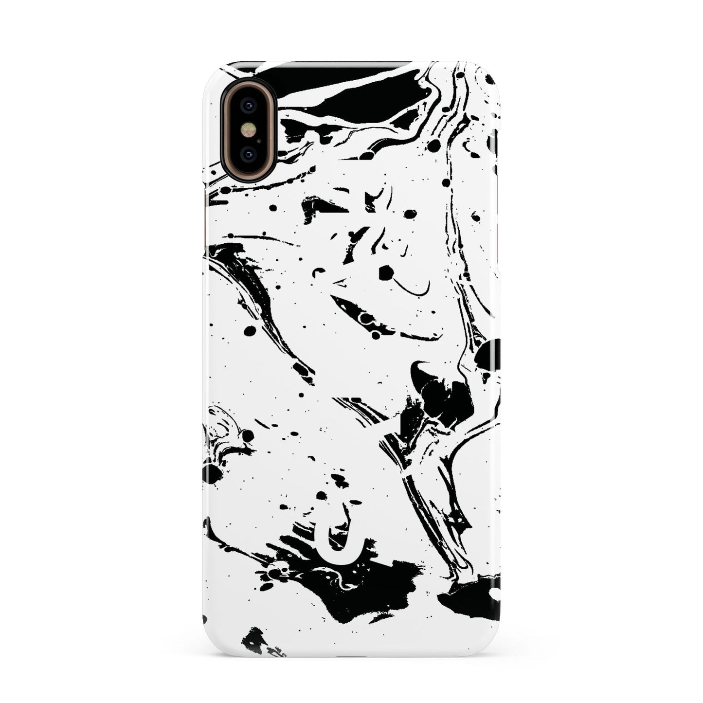 Personalised Clear Name Black Swirl Marble Custom Apple iPhone Xs Max 3D Snap Case