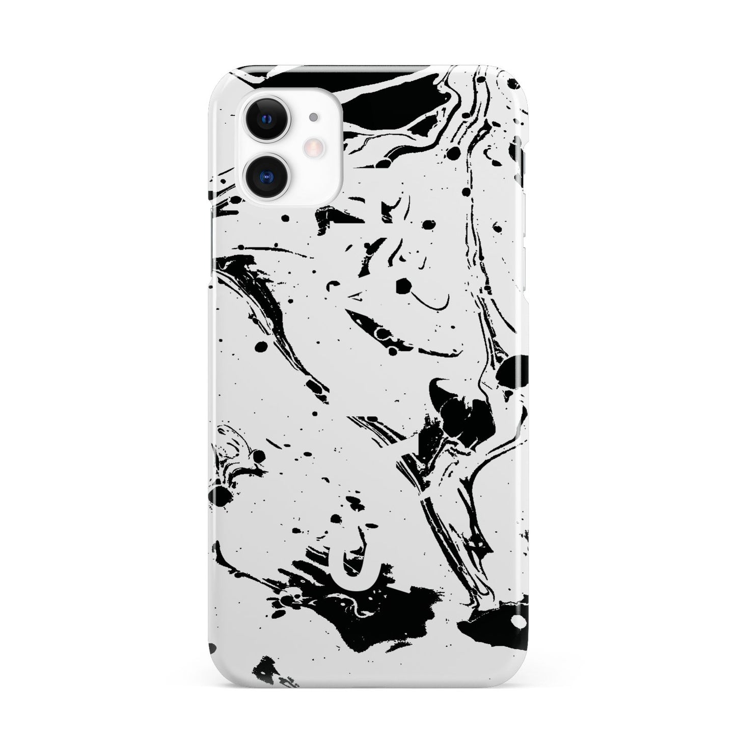 Personalised Clear Name Black Swirl Marble Custom iPhone 11 3D Snap Case