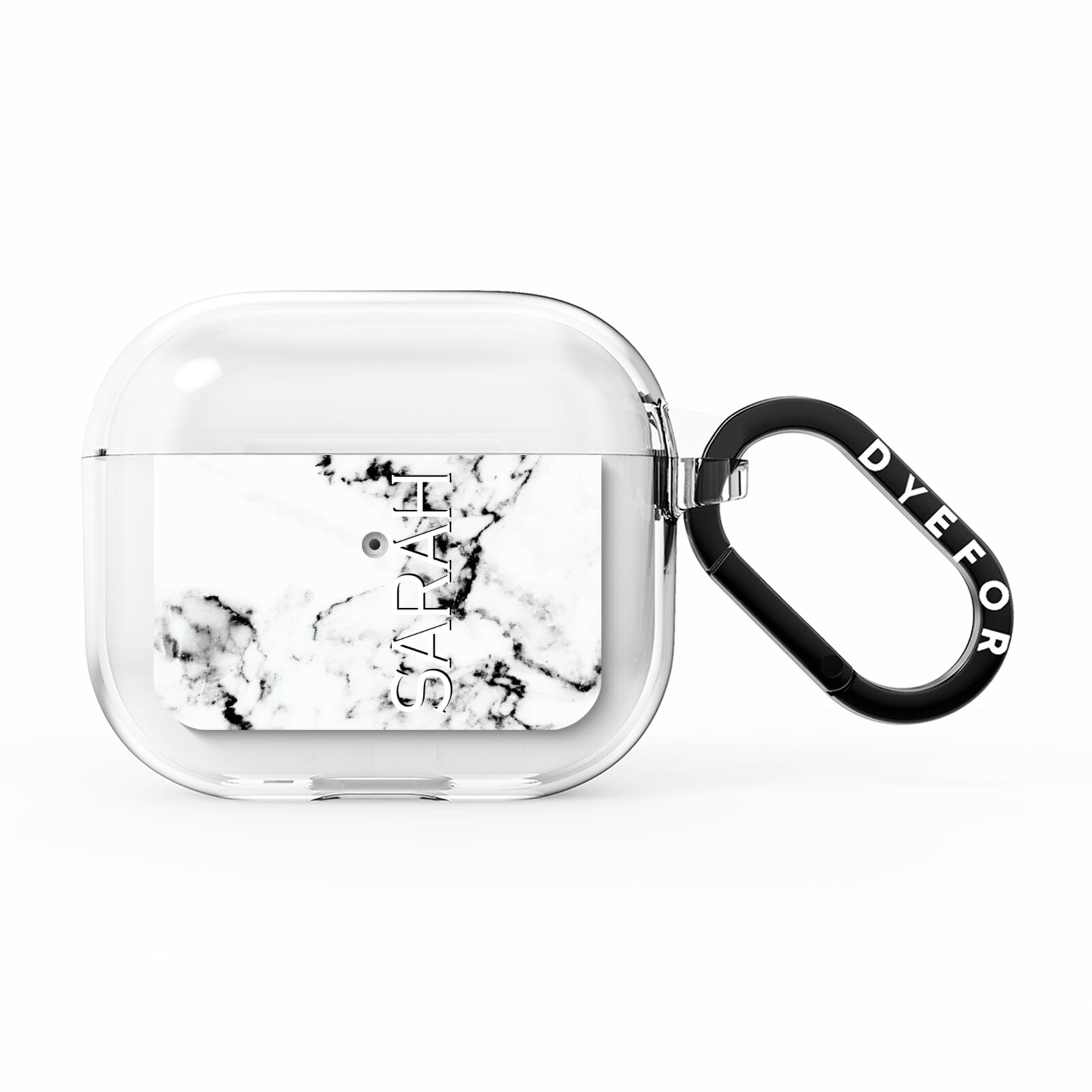 Personalised Clear Name Black White Marble Custom AirPods Clear Case 3rd Gen