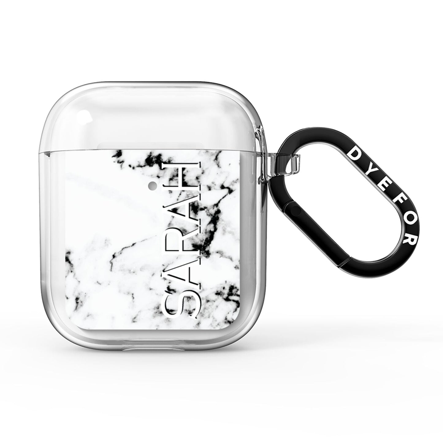 Personalised Clear Name Black White Marble Custom AirPods Clear Case