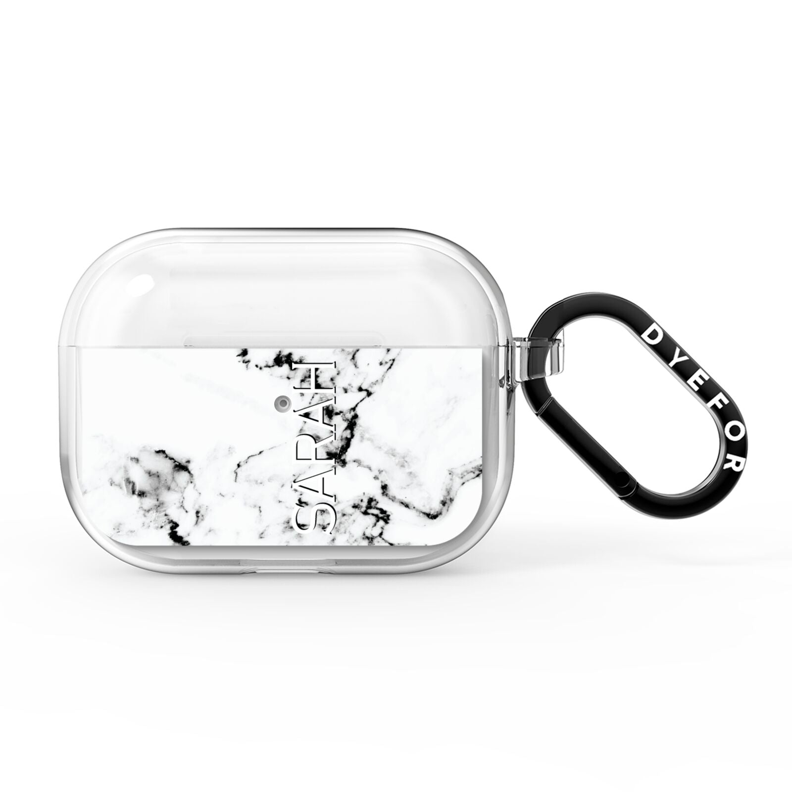 Personalised Clear Name Black White Marble Custom AirPods Pro Clear Case