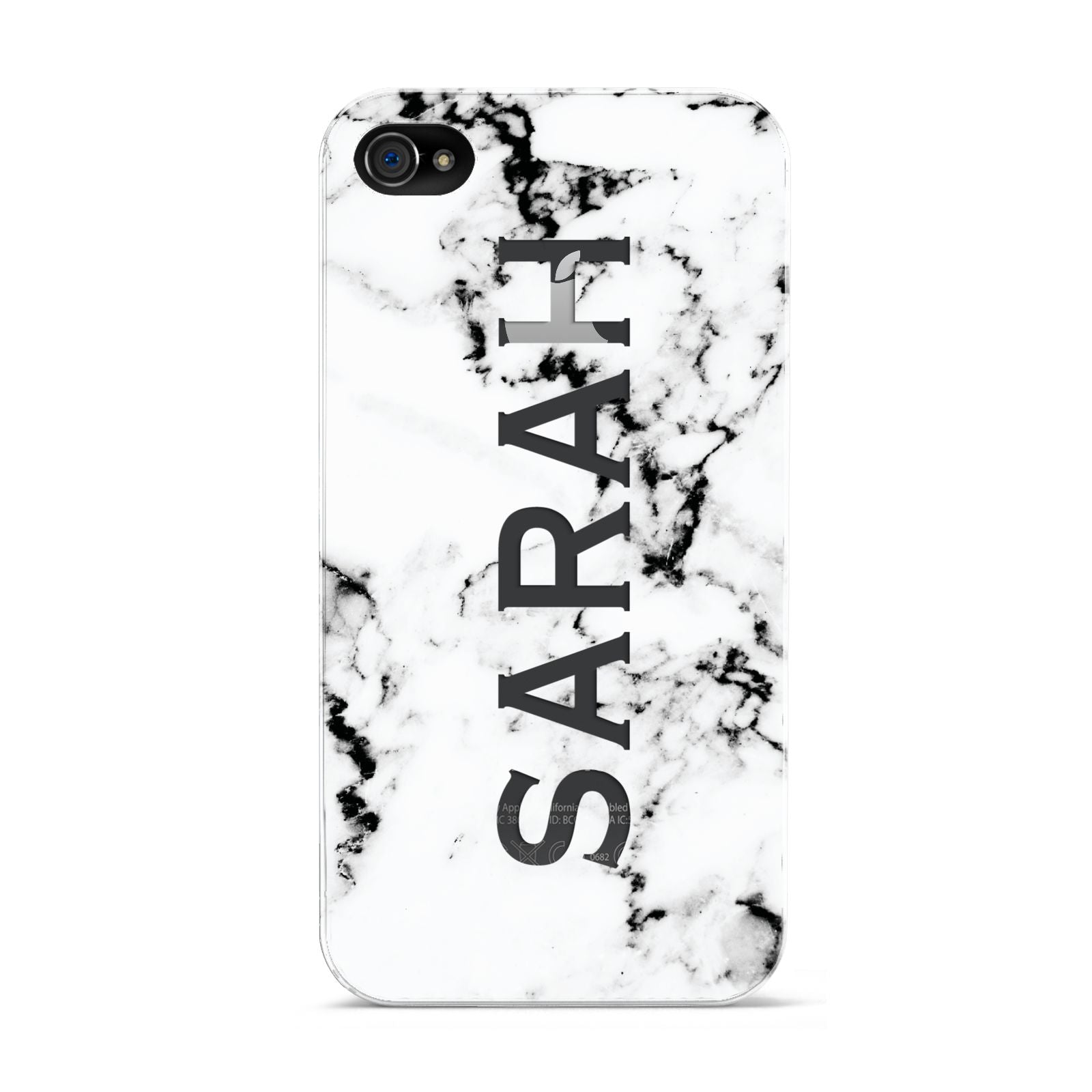 Personalised Clear Name Black White Marble Custom Apple iPhone 4s Case