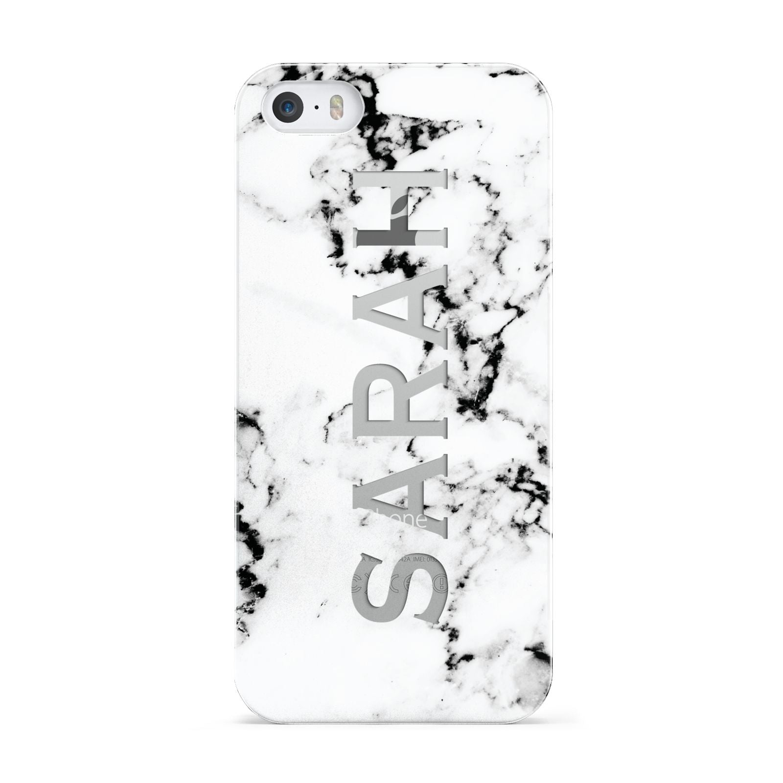 Personalised Clear Name Black White Marble Custom Apple iPhone 5 Case