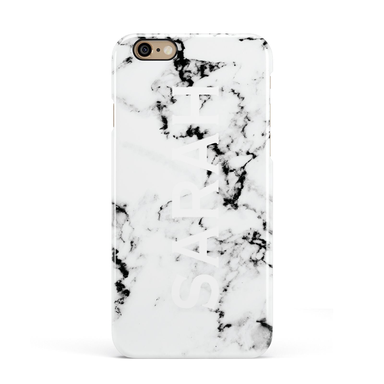 Personalised Clear Name Black White Marble Custom Apple iPhone 6 3D Snap Case