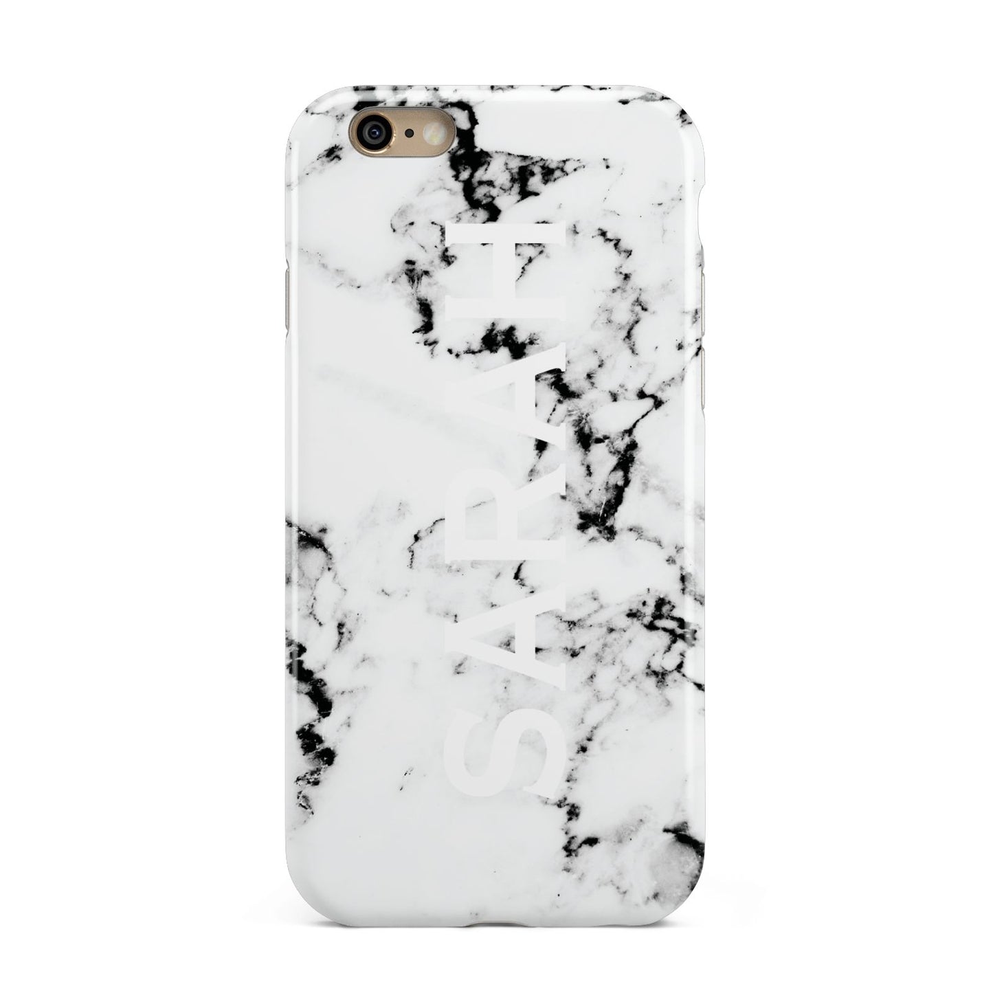 Personalised Clear Name Black White Marble Custom Apple iPhone 6 3D Tough Case