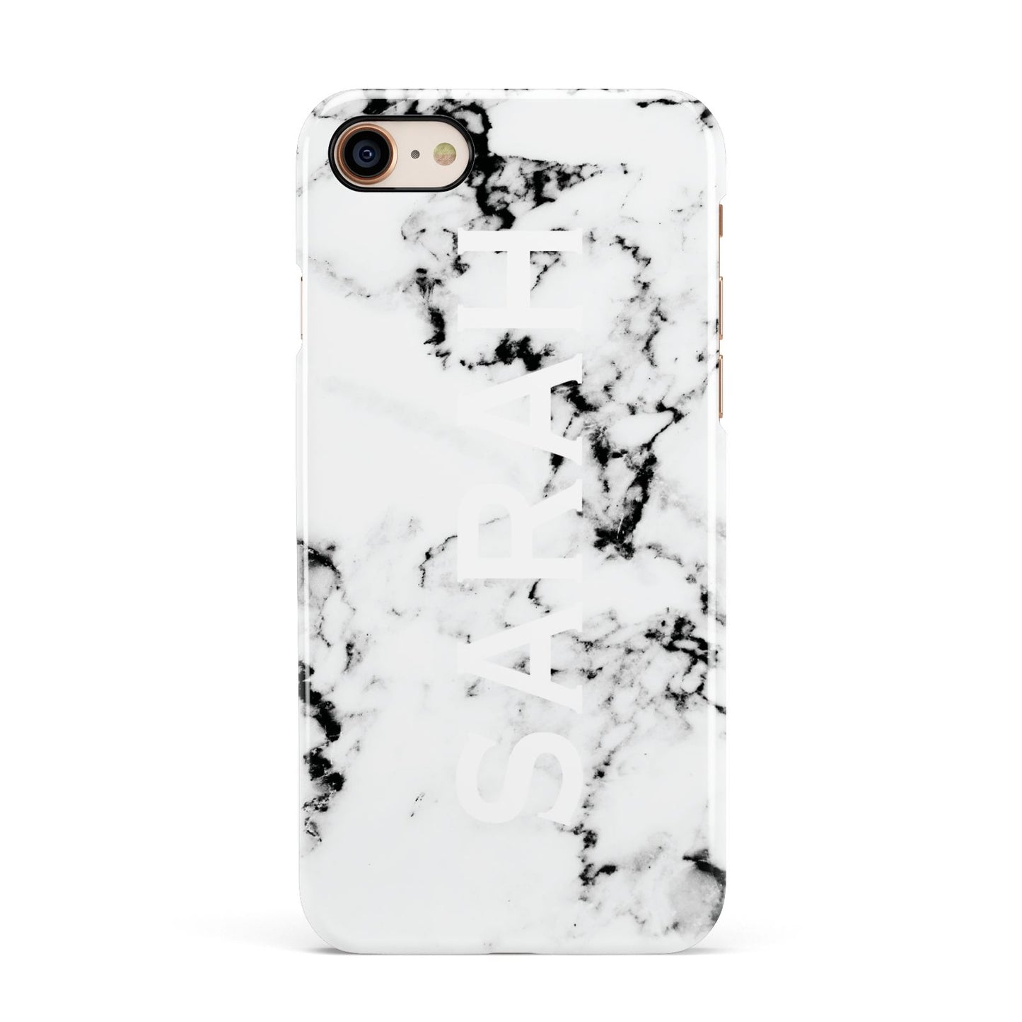 Personalised Clear Name Black White Marble Custom Apple iPhone 7 8 3D Snap Case