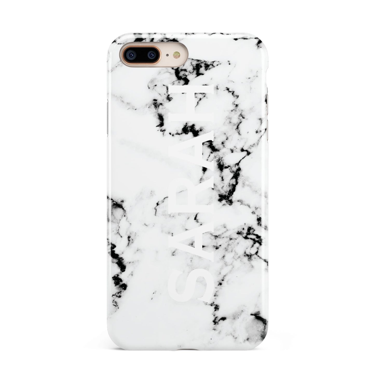 Personalised Clear Name Black White Marble Custom Apple iPhone 7 8 Plus 3D Tough Case