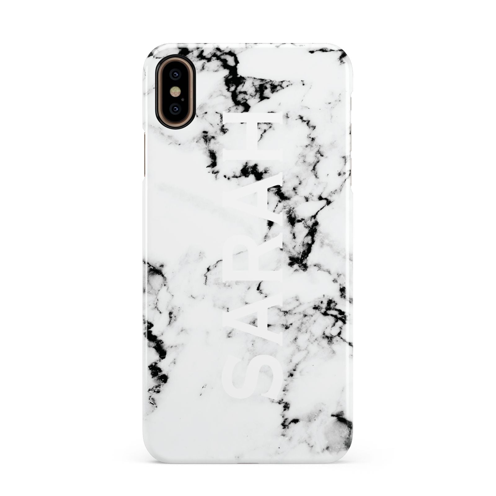 Personalised Clear Name Black White Marble Custom Apple iPhone Xs Max 3D Snap Case