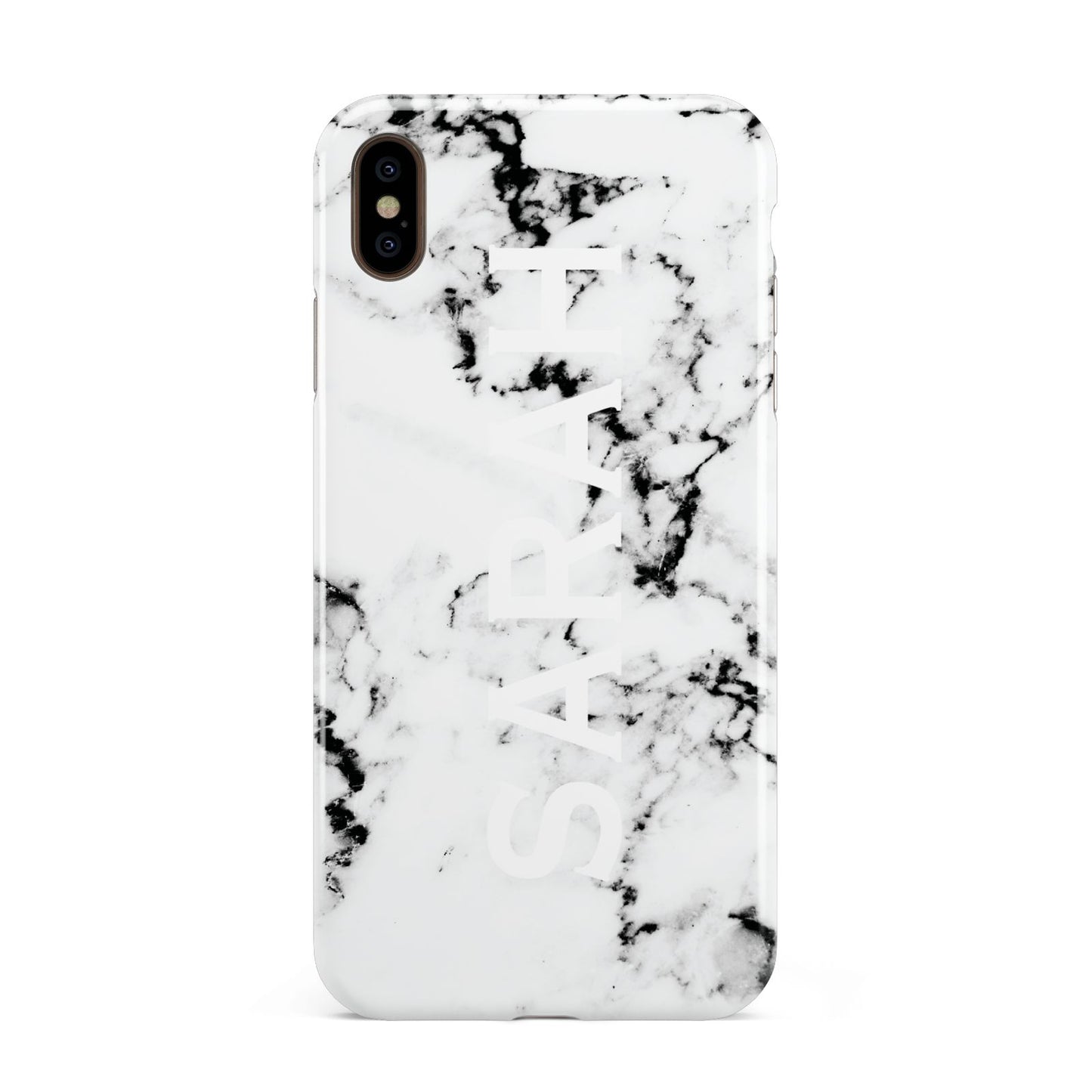 Personalised Clear Name Black White Marble Custom Apple iPhone Xs Max 3D Tough Case