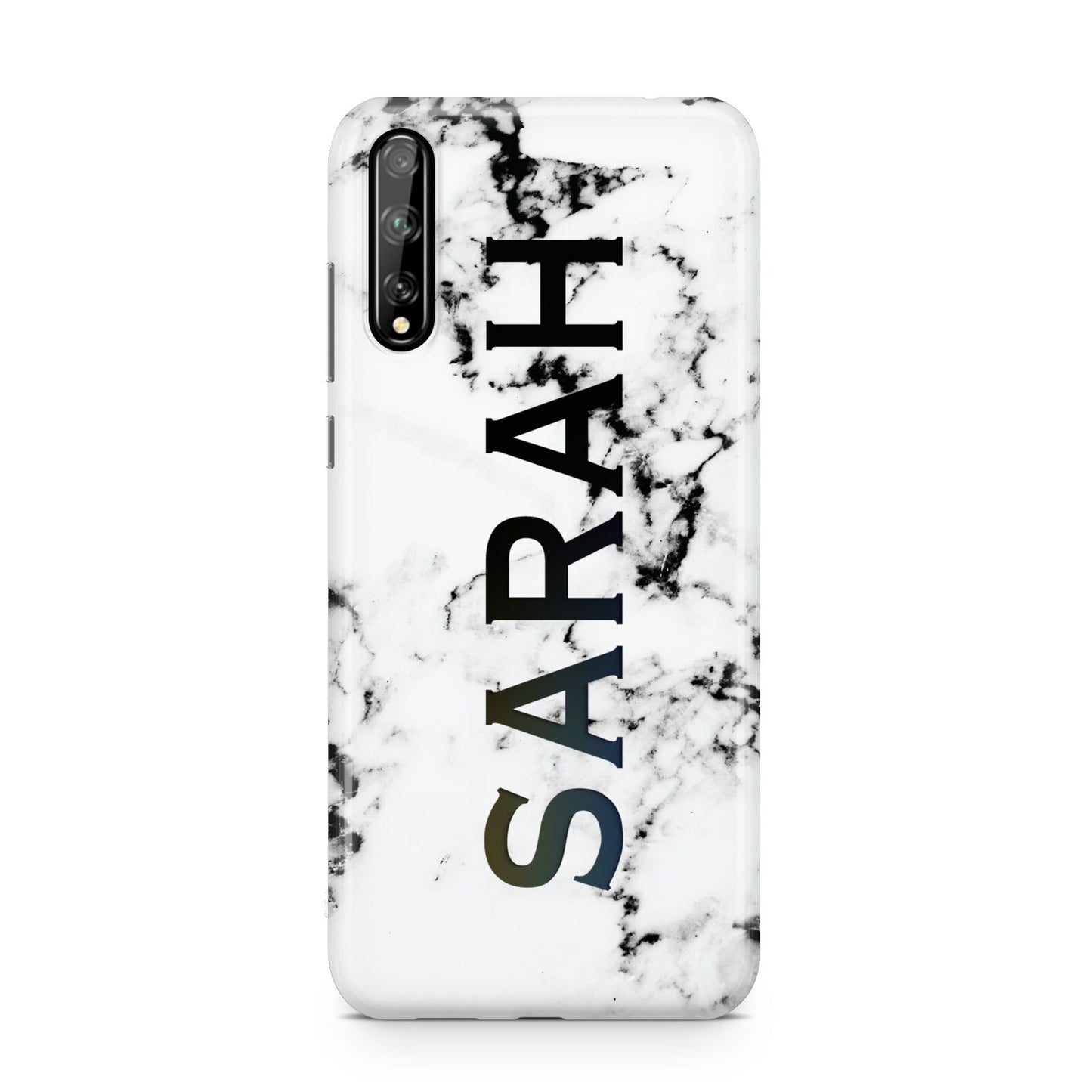 Personalised Clear Name Black White Marble Custom Huawei Enjoy 10s Phone Case