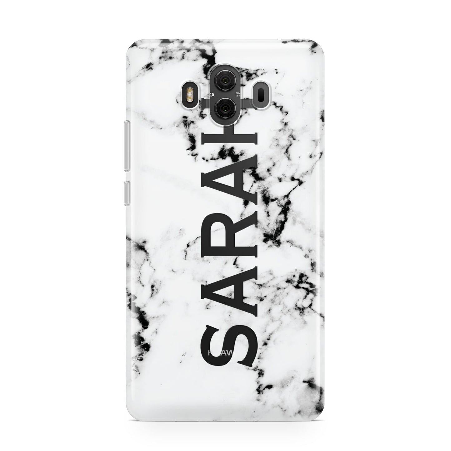 Personalised Clear Name Black White Marble Custom Huawei Mate 10 Protective Phone Case