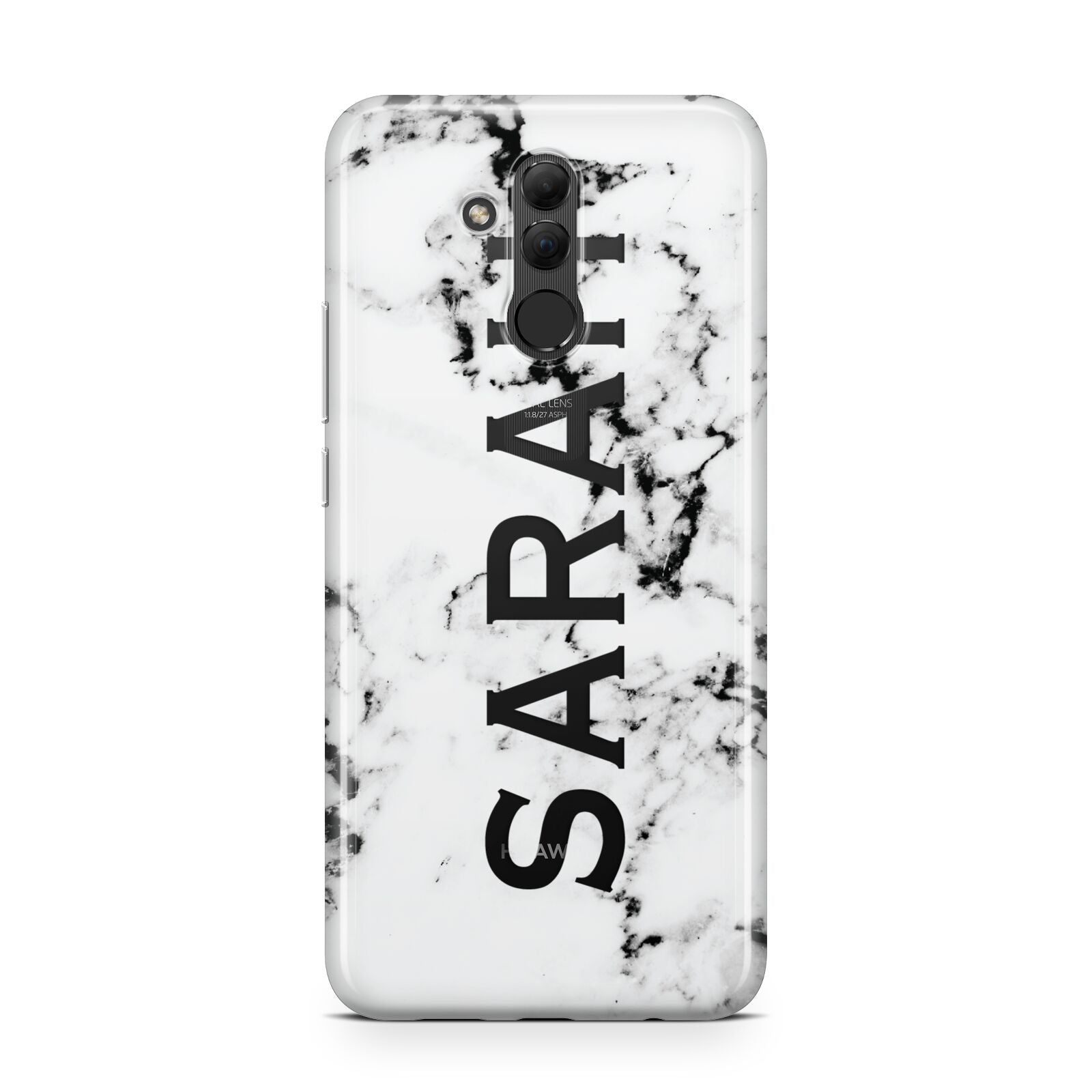 Personalised Clear Name Black White Marble Custom Huawei Mate 20 Lite