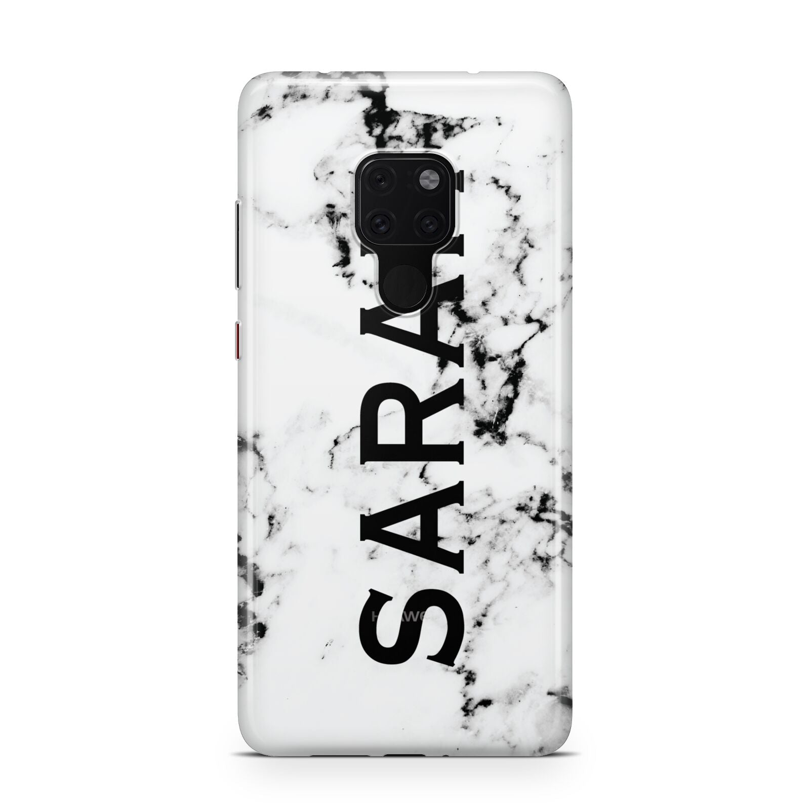 Personalised Clear Name Black White Marble Custom Huawei Mate 20 Phone Case