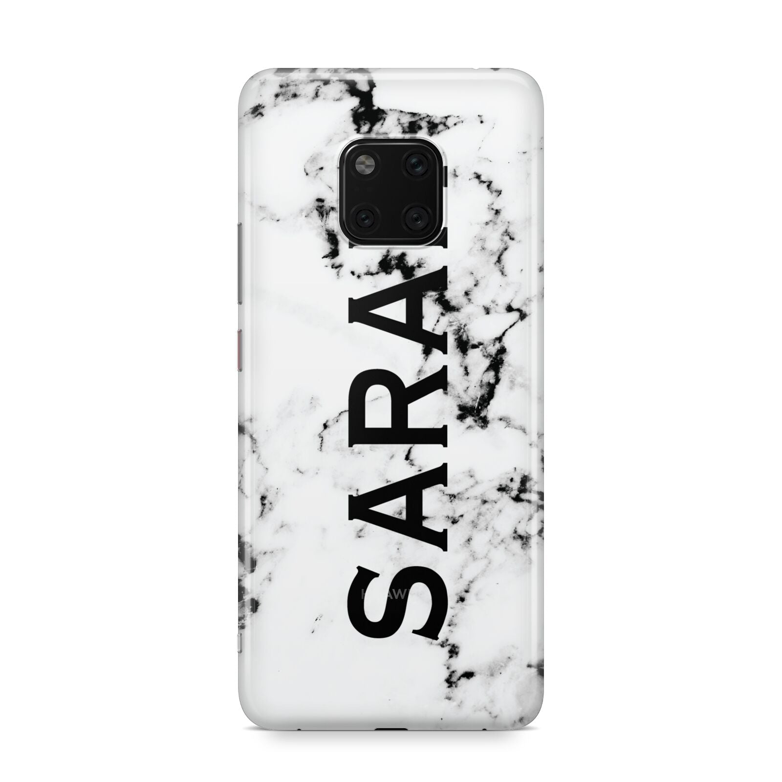 Personalised Clear Name Black White Marble Custom Huawei Mate 20 Pro Phone Case