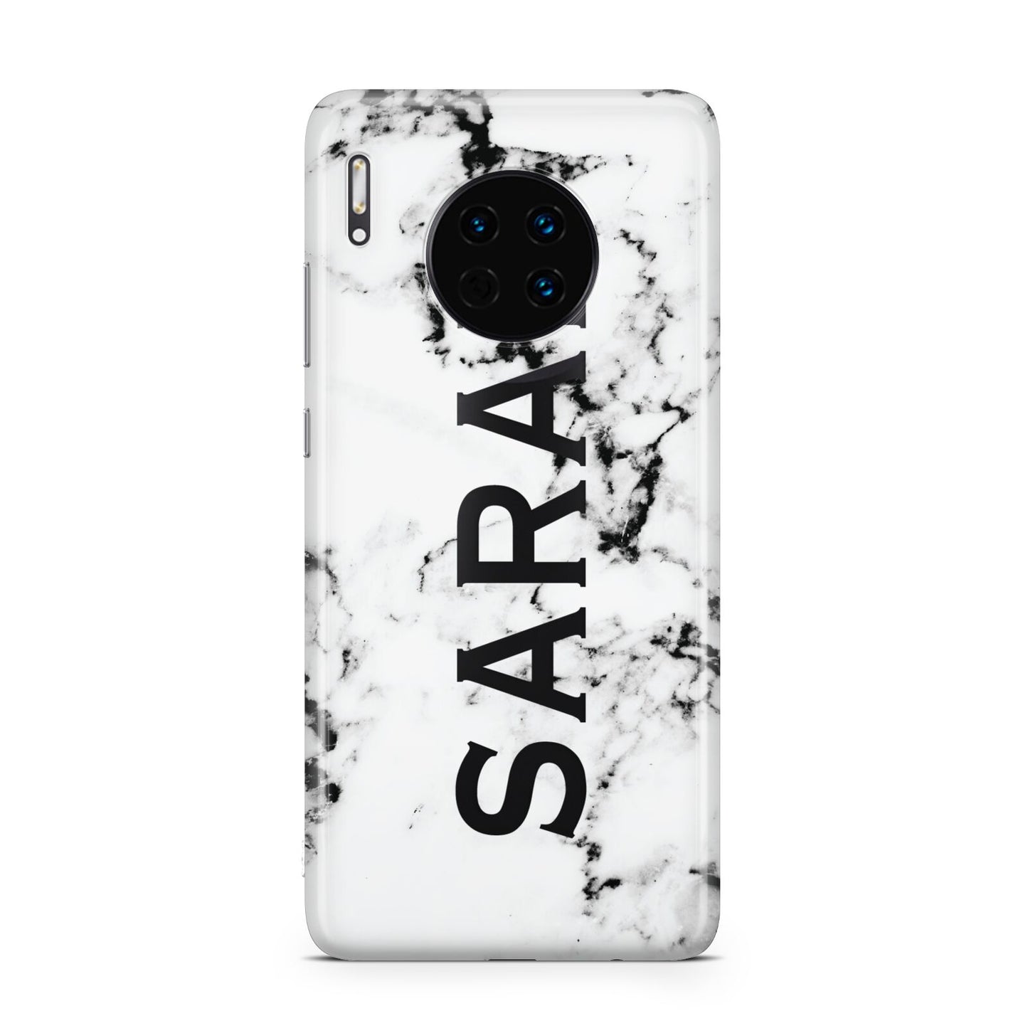 Personalised Clear Name Black White Marble Custom Huawei Mate 30