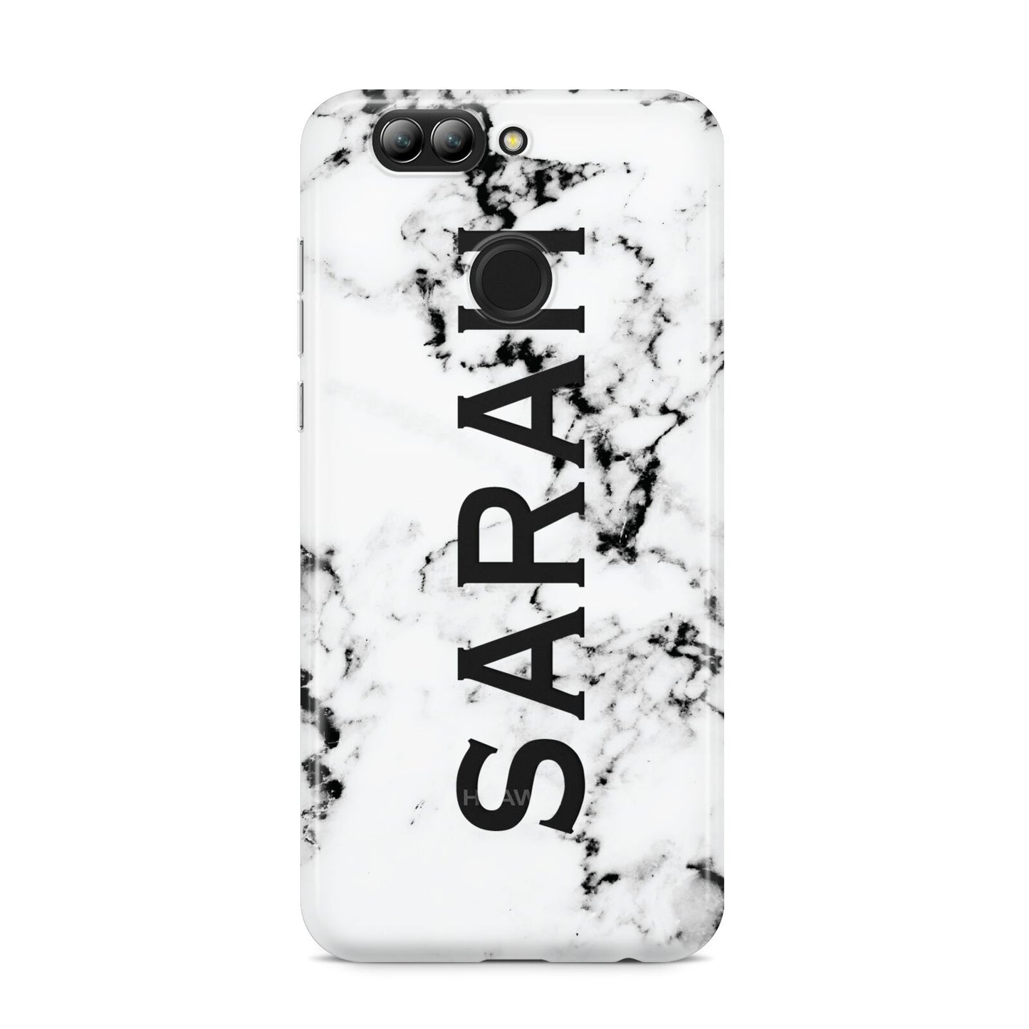 Personalised Clear Name Black White Marble Custom Huawei Nova 2s Phone Case