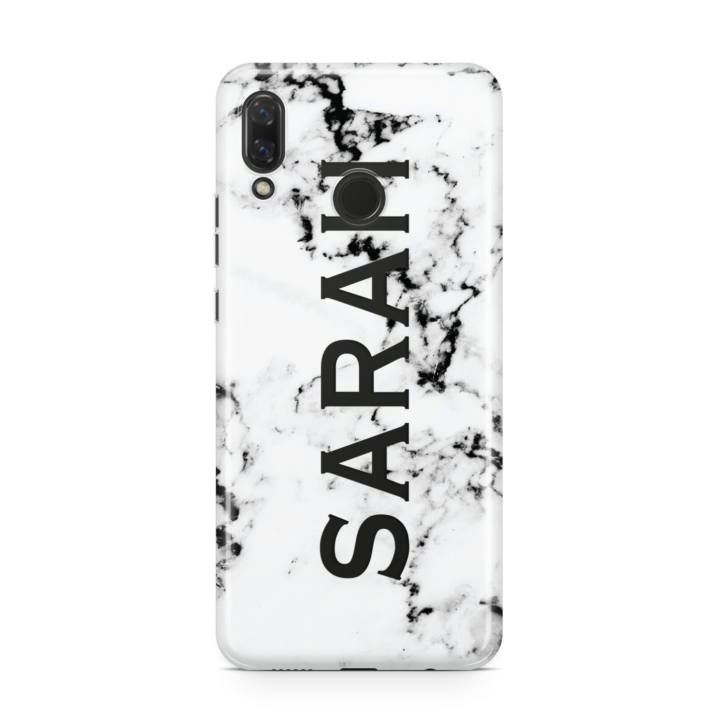 Personalised Clear Name Black White Marble Custom Huawei Nova 3 Phone Case