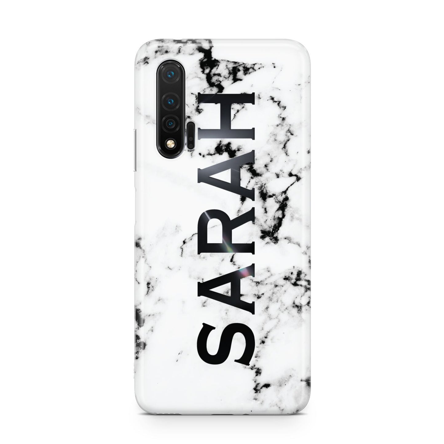 Personalised Clear Name Black White Marble Custom Huawei Nova 6 Phone Case