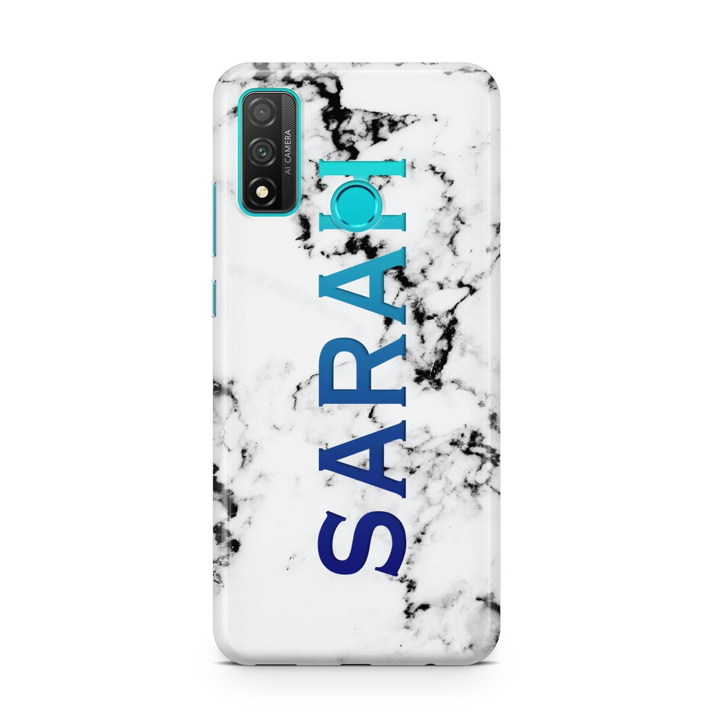 Personalised Clear Name Black White Marble Custom Huawei P Smart 2020