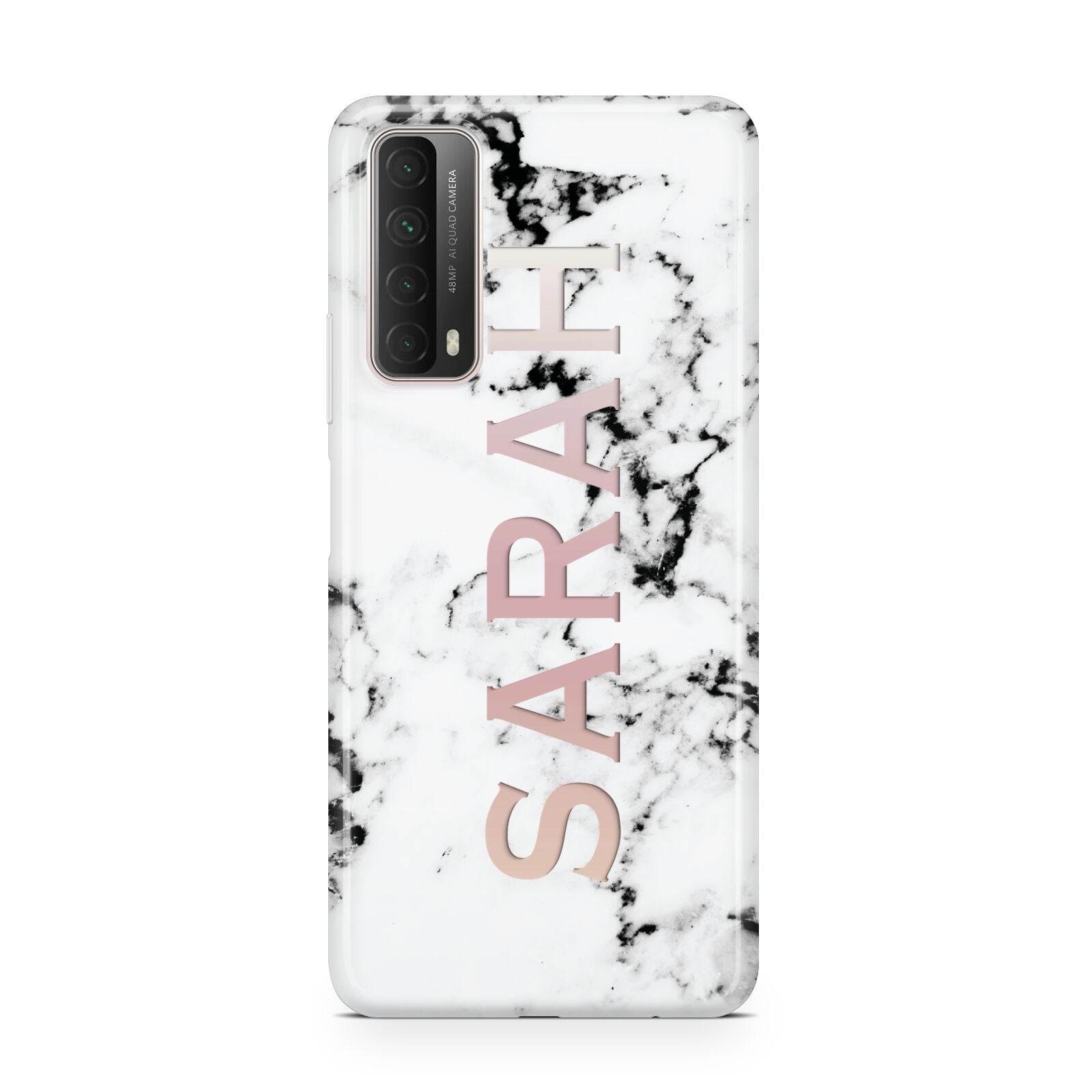 Personalised Clear Name Black White Marble Custom Huawei P Smart 2021