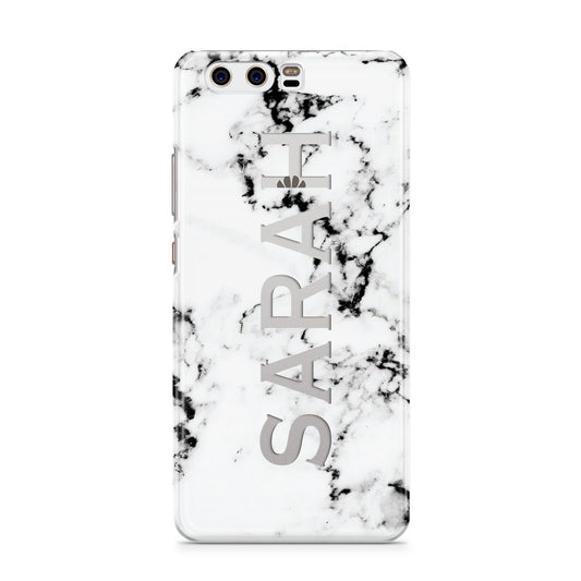 Personalised Clear Name Black White Marble Custom Huawei P10 Phone Case