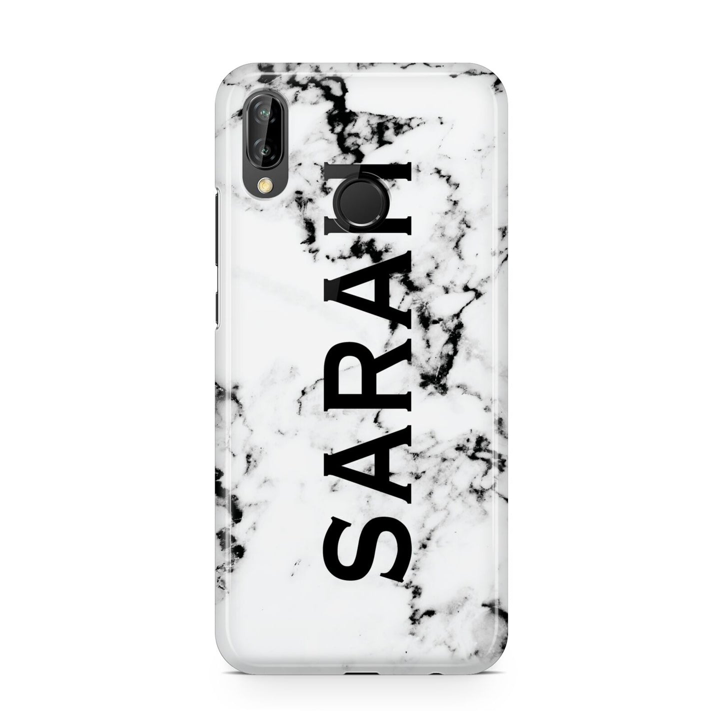 Personalised Clear Name Black White Marble Custom Huawei P20 Lite Phone Case