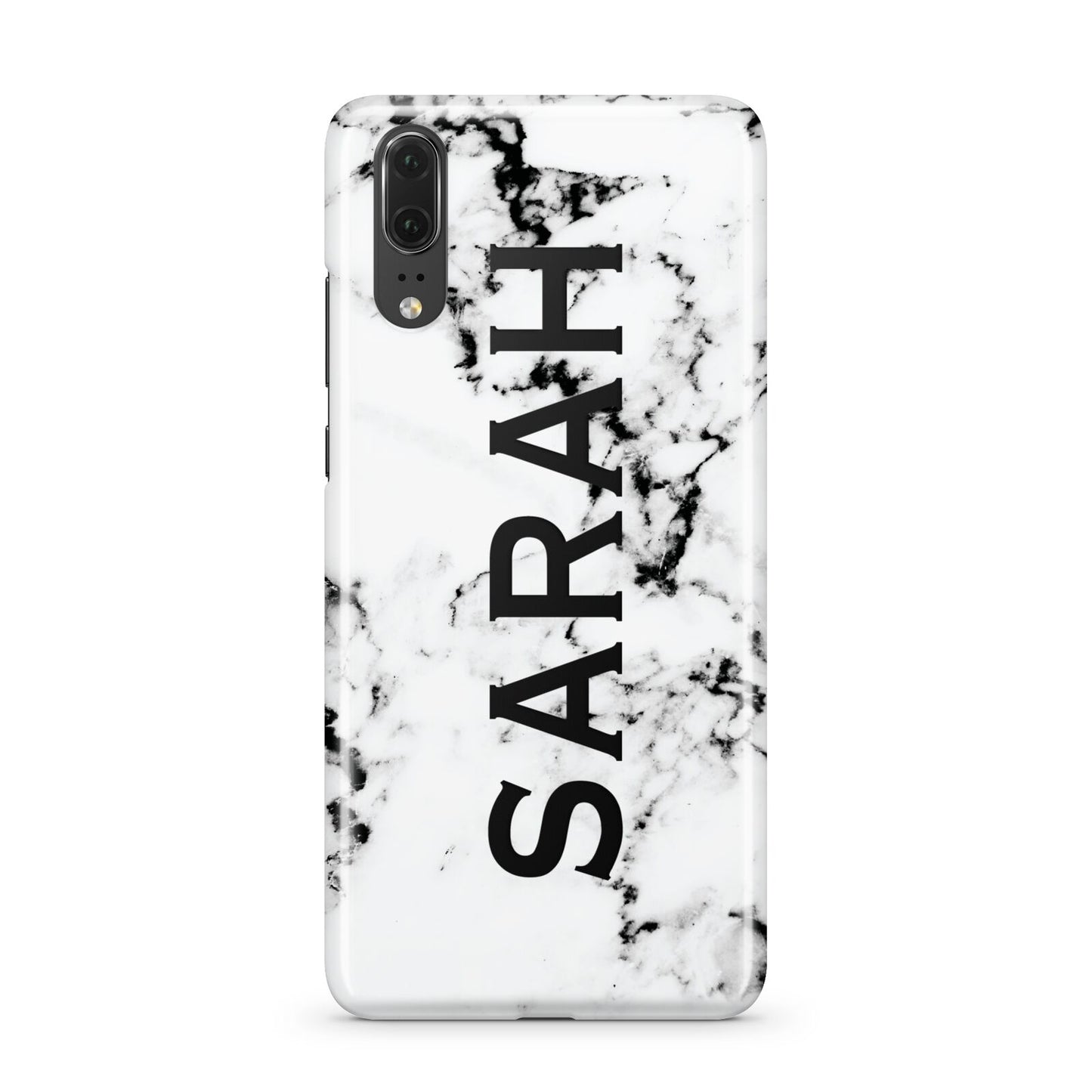 Personalised Clear Name Black White Marble Custom Huawei P20 Phone Case